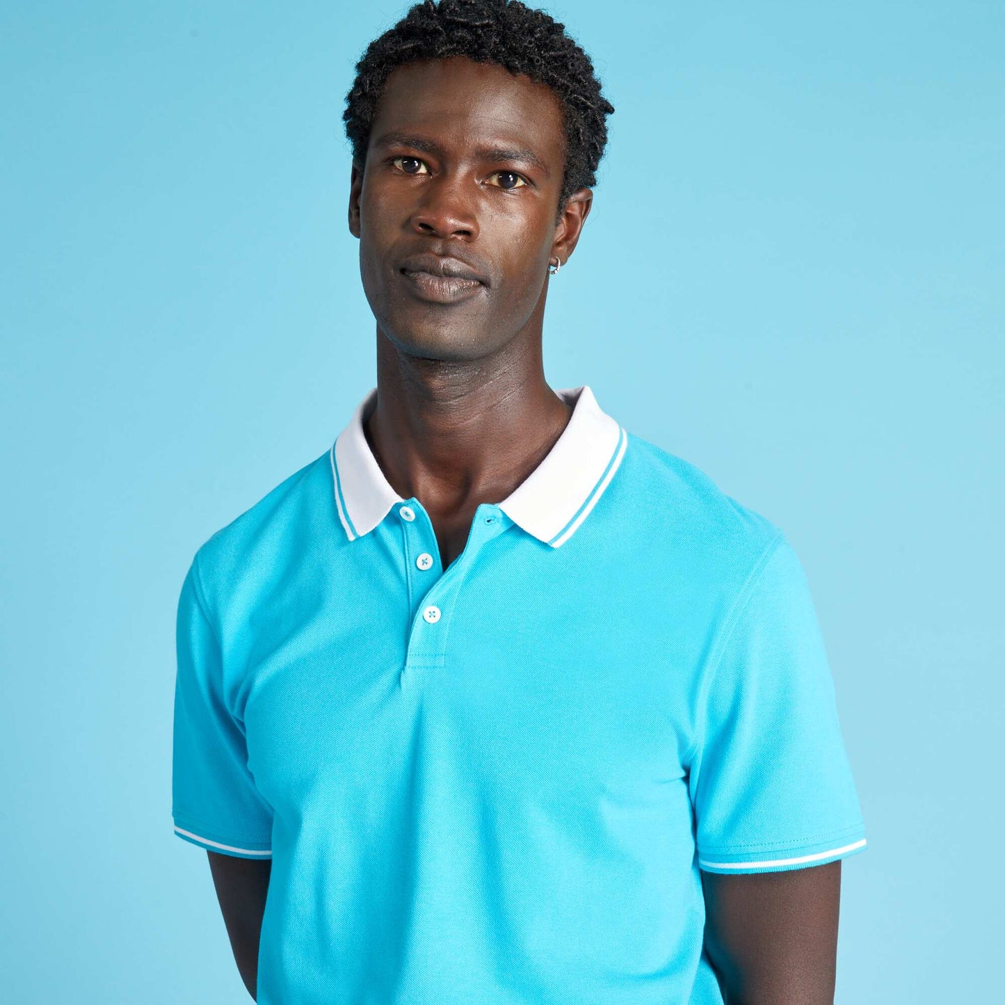 Polo en piqué de coton Bleu turquoise
