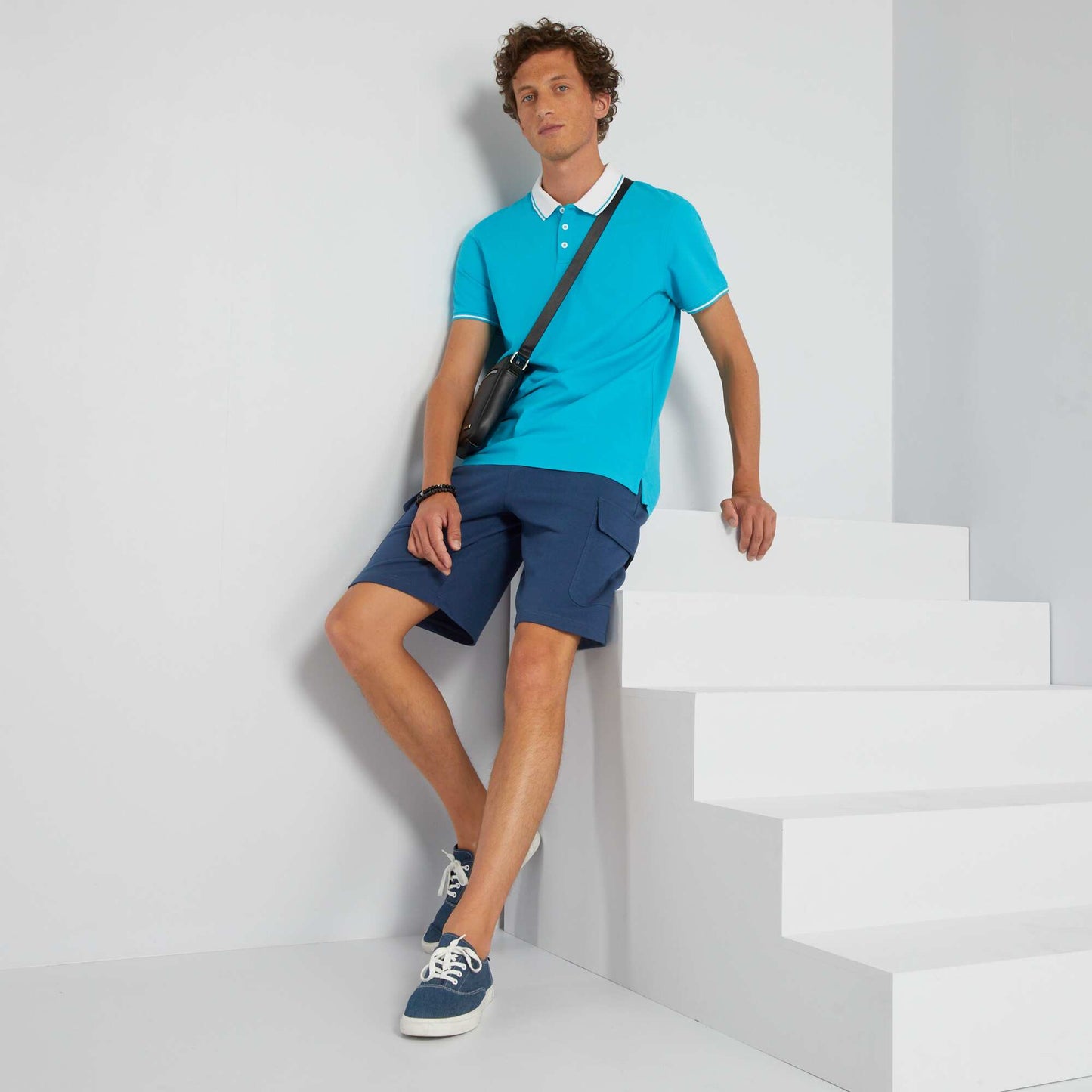 Polo en piqué de coton Bleu turquoise