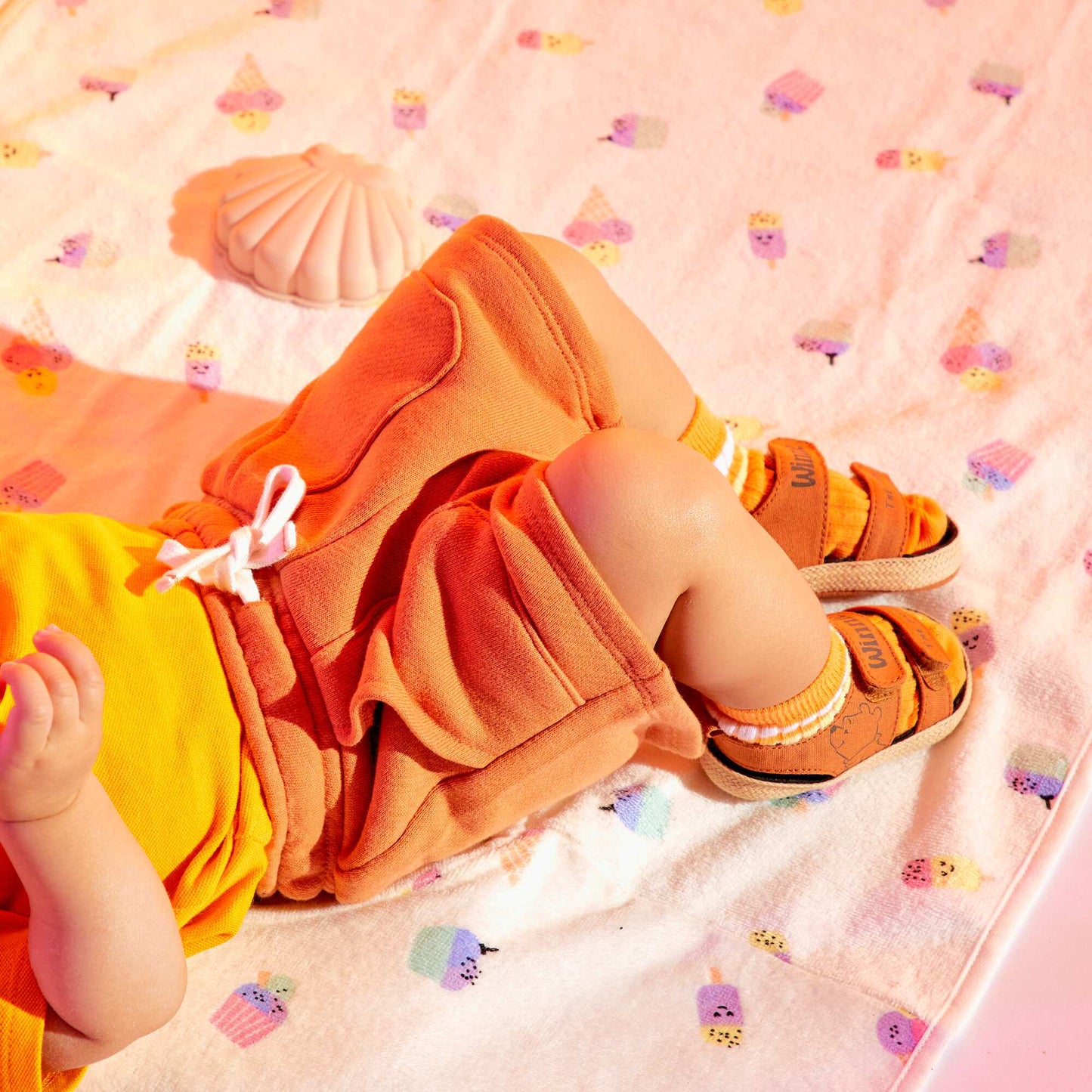 Short en molleton uni orange rouille