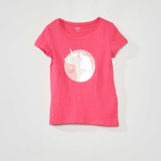 T-shirt col rond imprim fantaisie ROSE