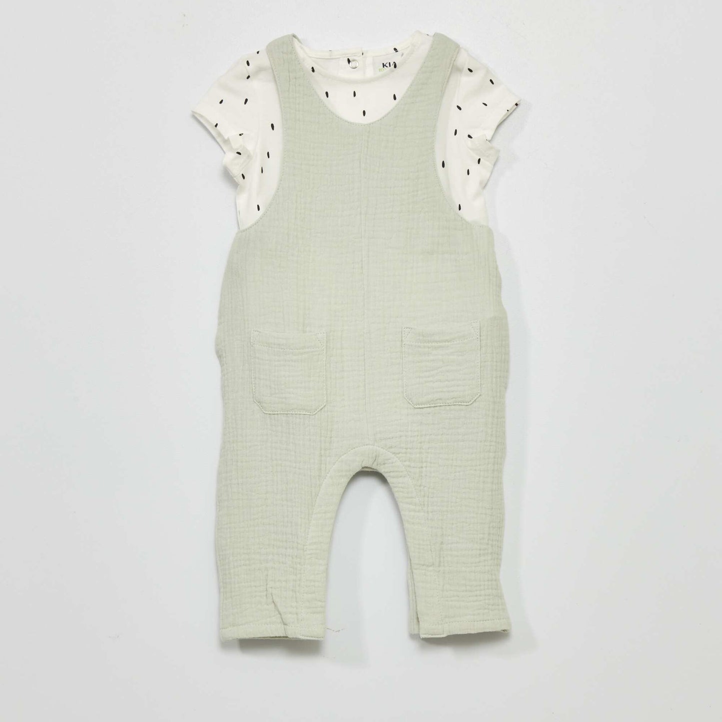 Ensemble salopette + body Vert