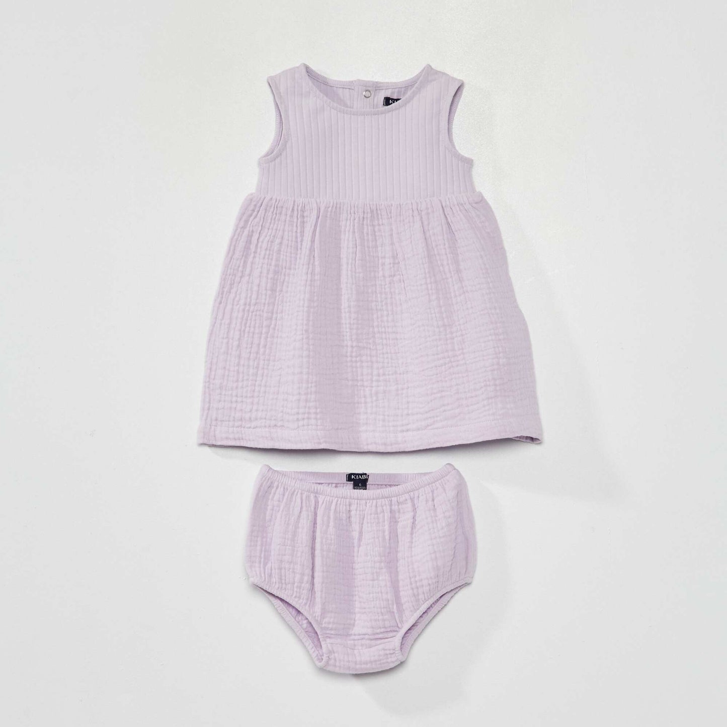 Ensemble robe + bloomer en gaze de coton - 2 pi ces lilas