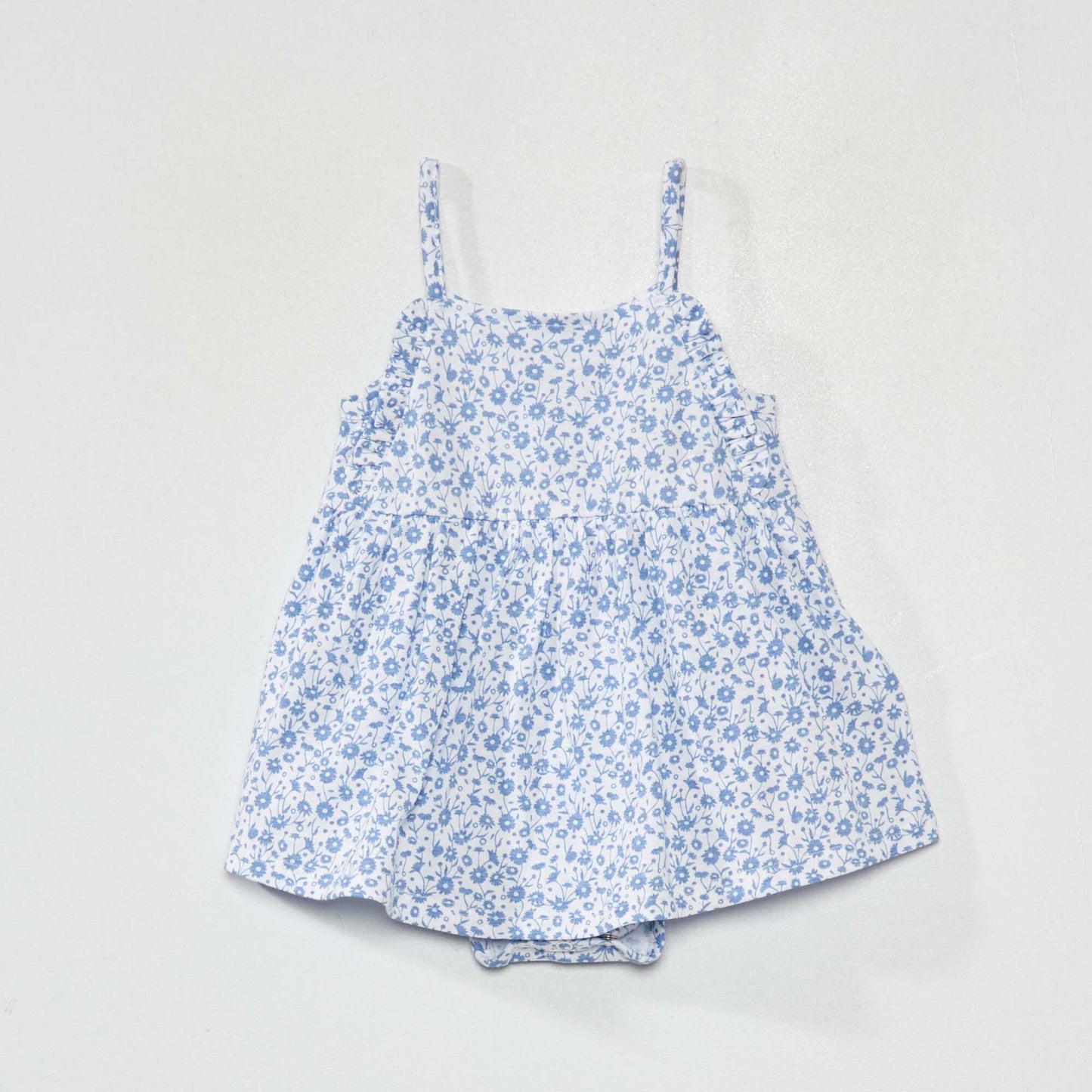 Robe body fines bretelles Blanc/bleu
