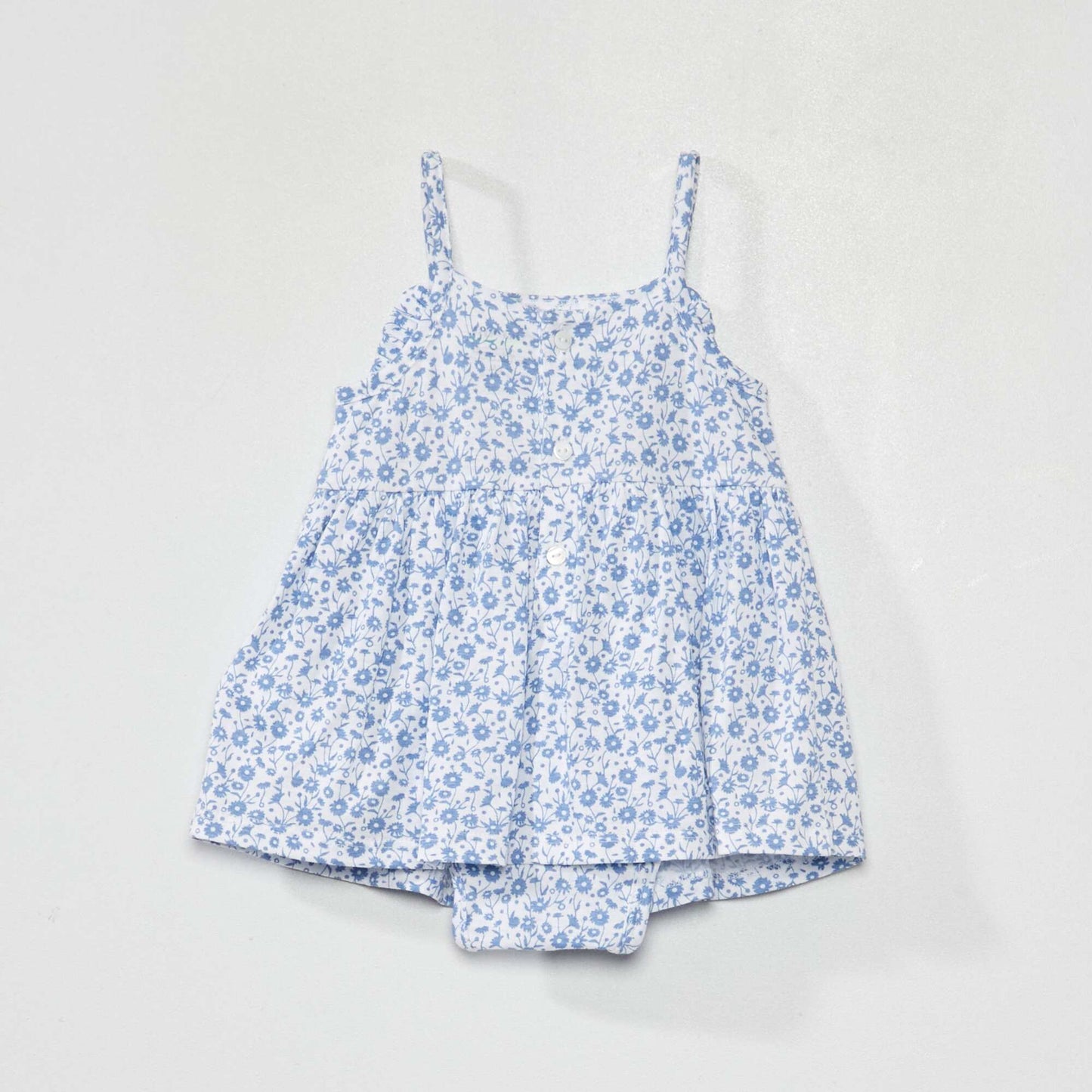 Robe body fines bretelles Blanc/bleu