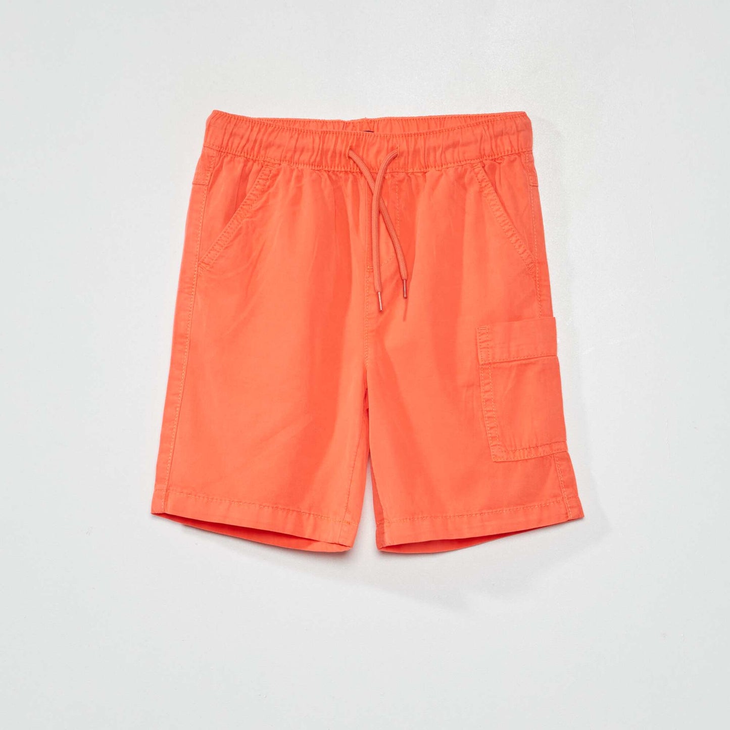 Bermuda uni taille lastiqu e rouge corail