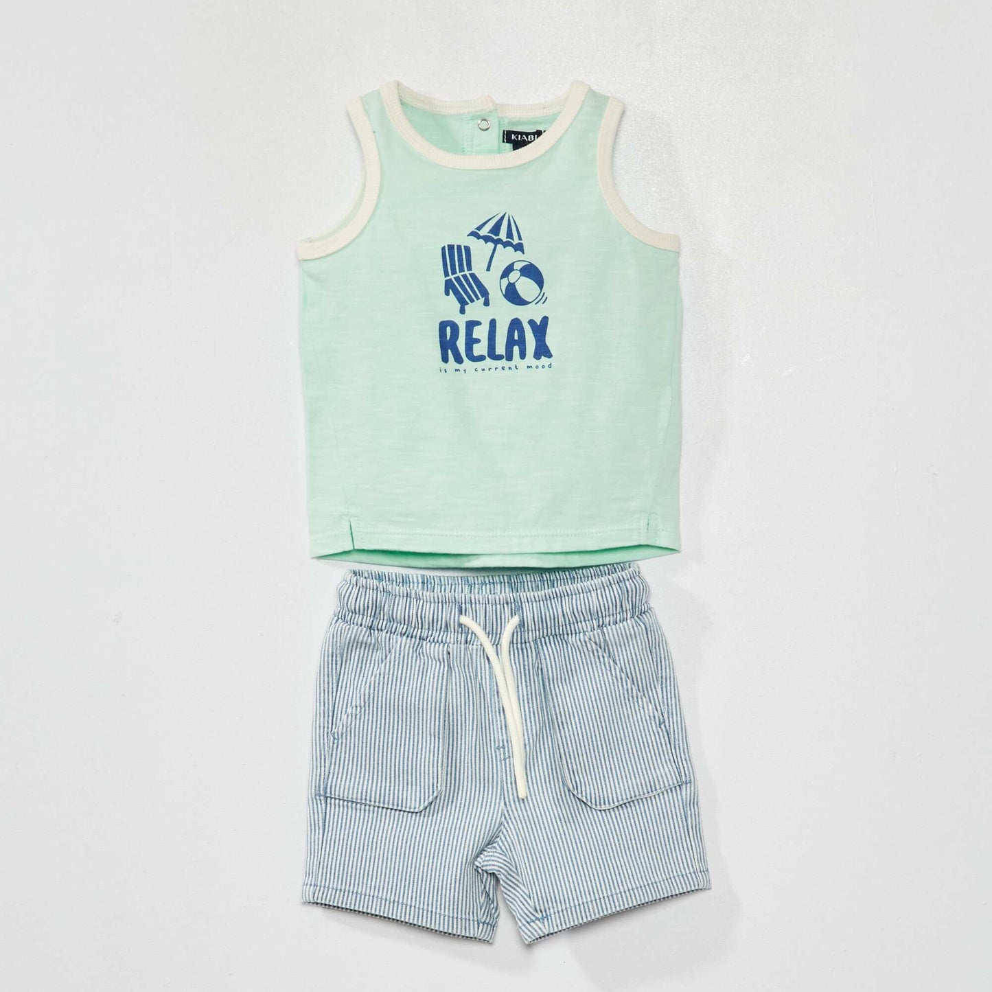Ensemble d bardeur + short - 2 pi ces Bleu/vert