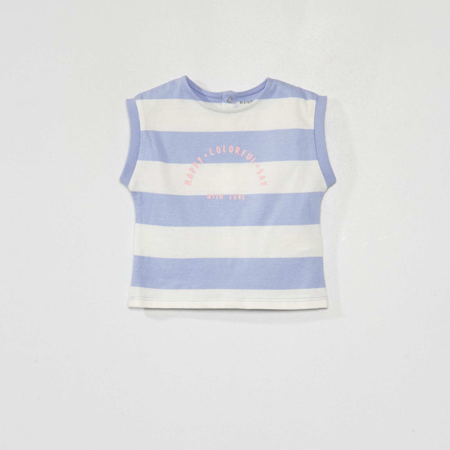 Tee-shirt rayures avec message fantaisie ray bleu