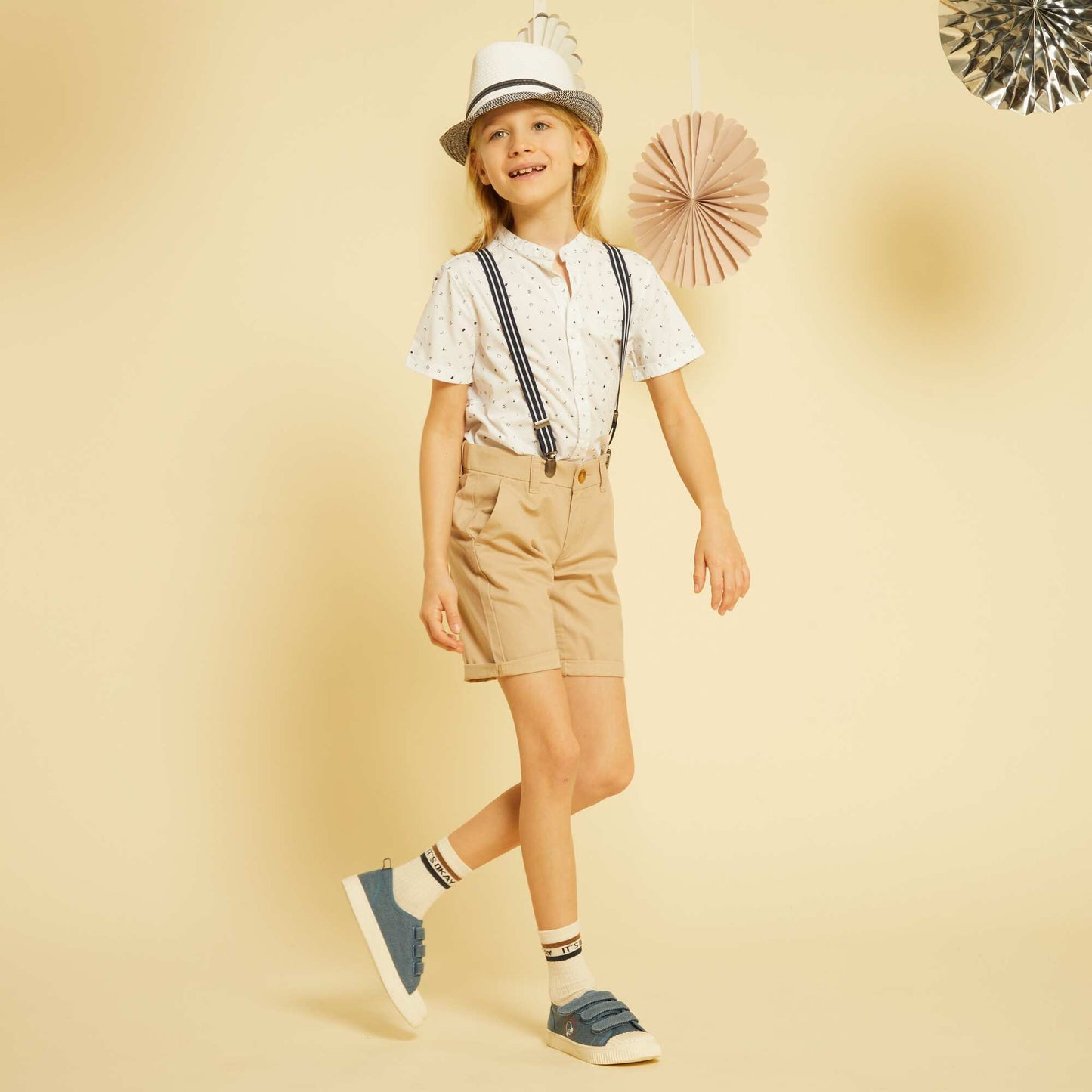 Chemise manches courtes Blanc motifs