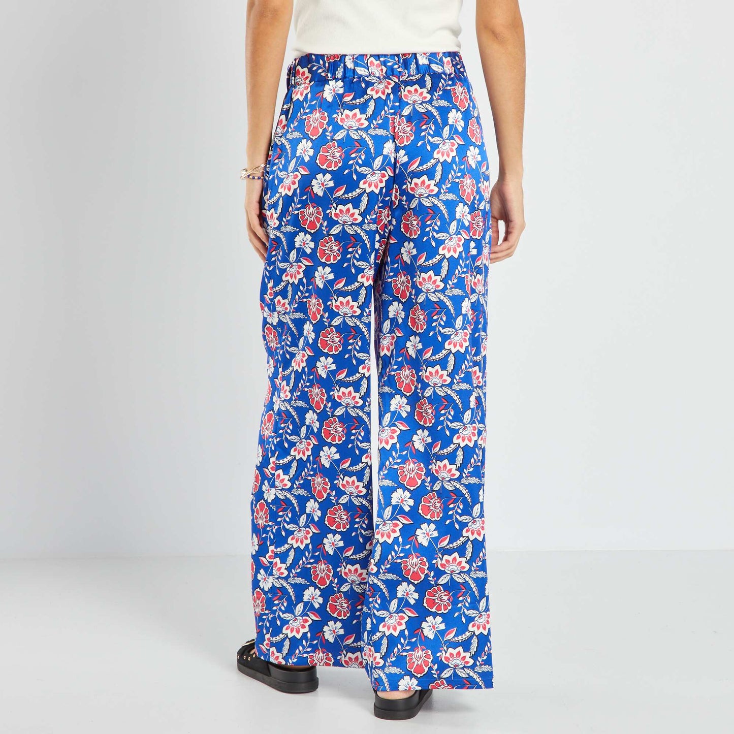 Pantalon large en satin Bleu