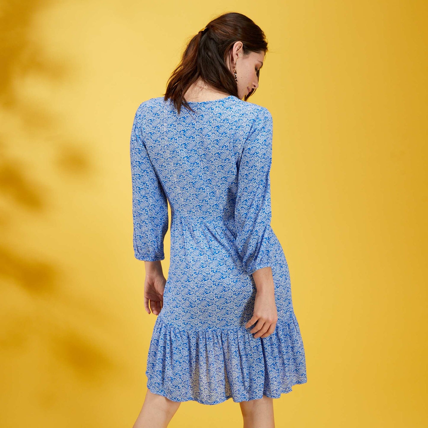 Robe courte encolure V Bleu