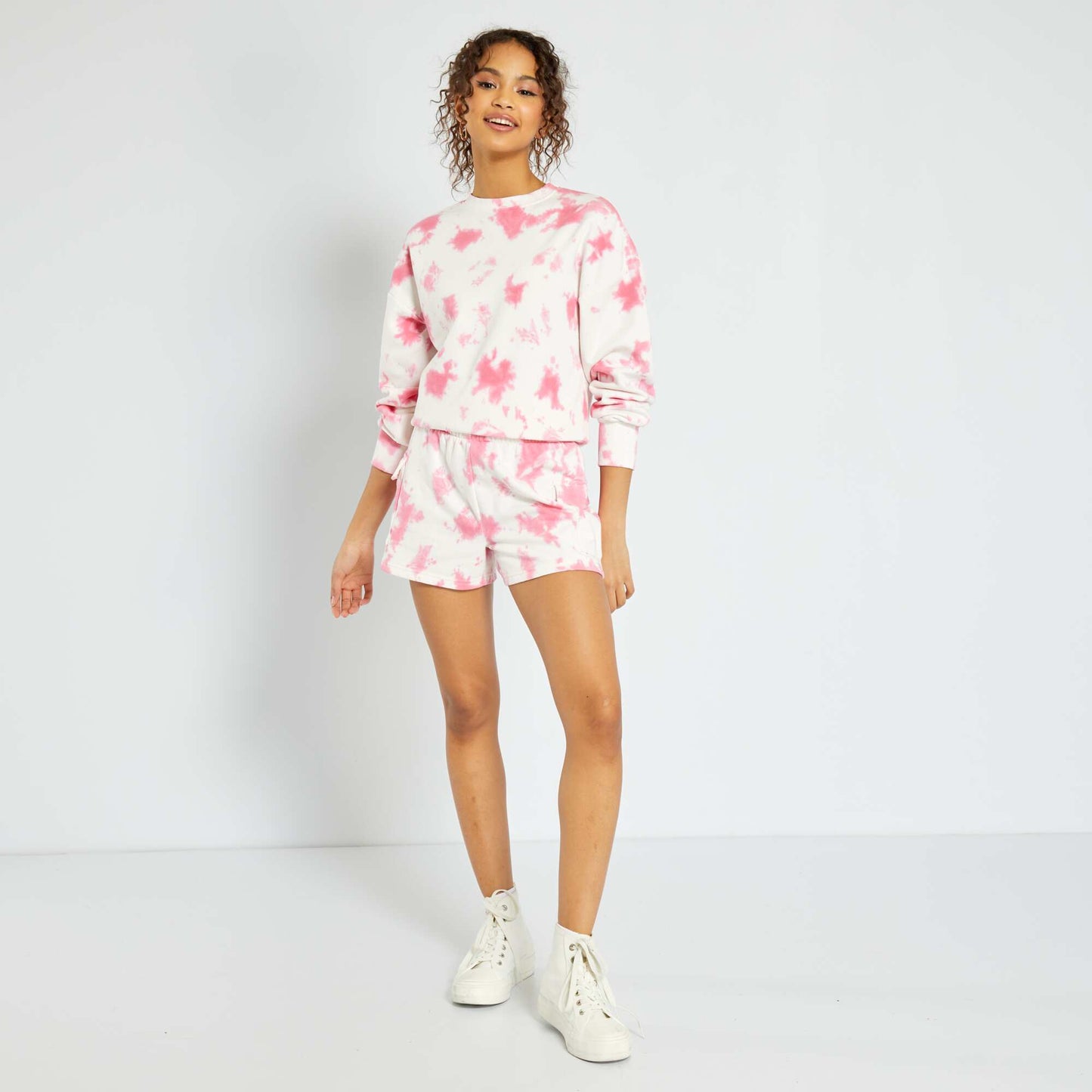 Short en molleton avec poches rabat Rose