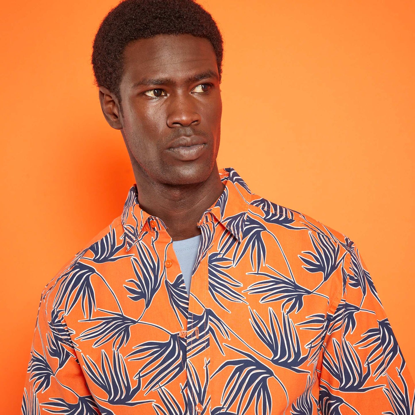 Chemise regular fleurs Orange