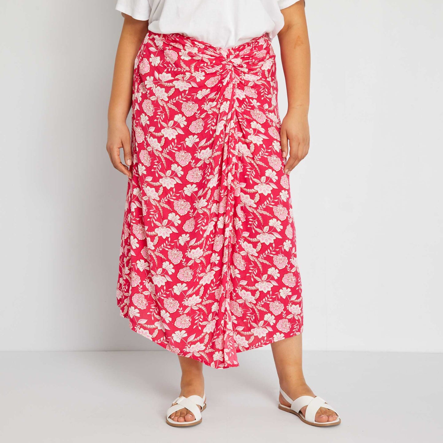 Jupe en maille cr p e avec imprim Rose