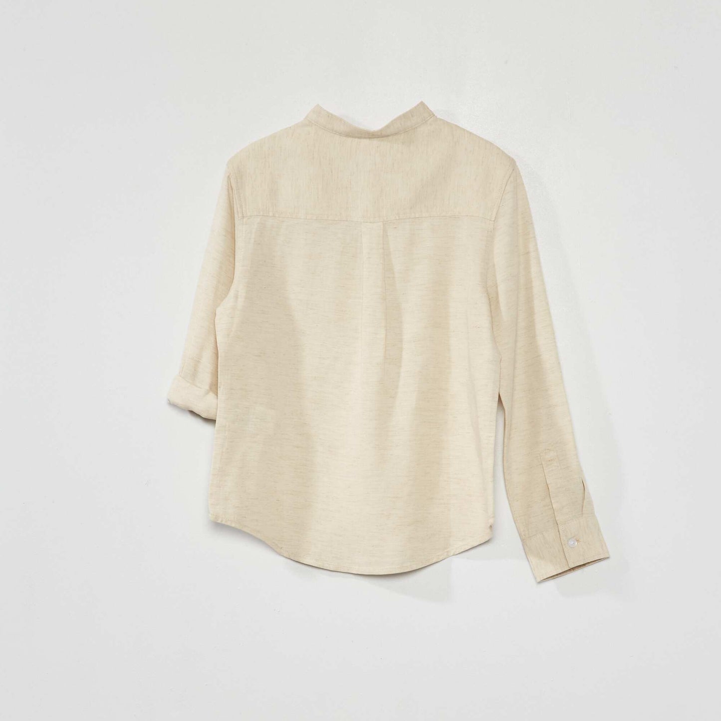 Chemise col mao en lyocell avec lin beige