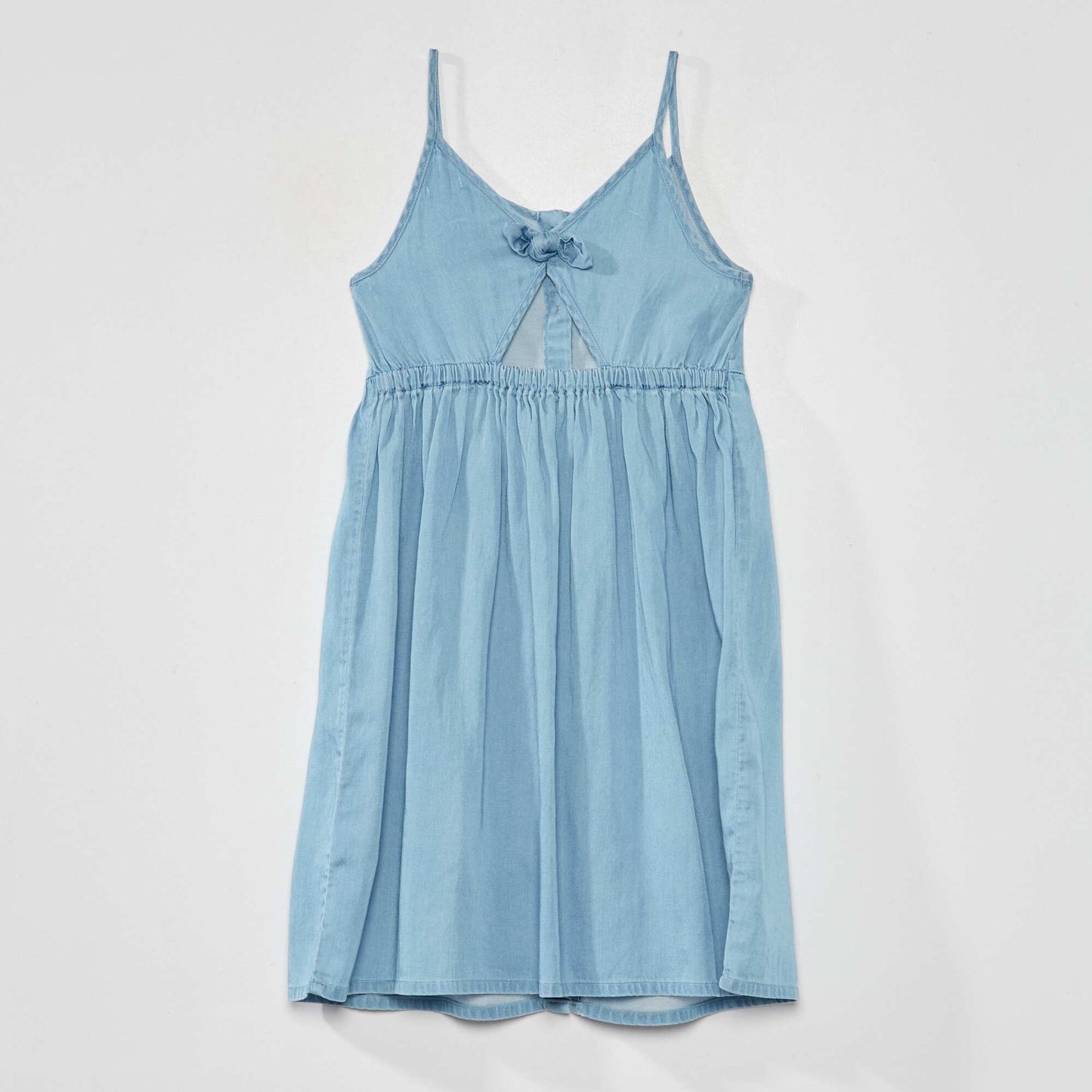 Robe en denim fines bretelles Bleu