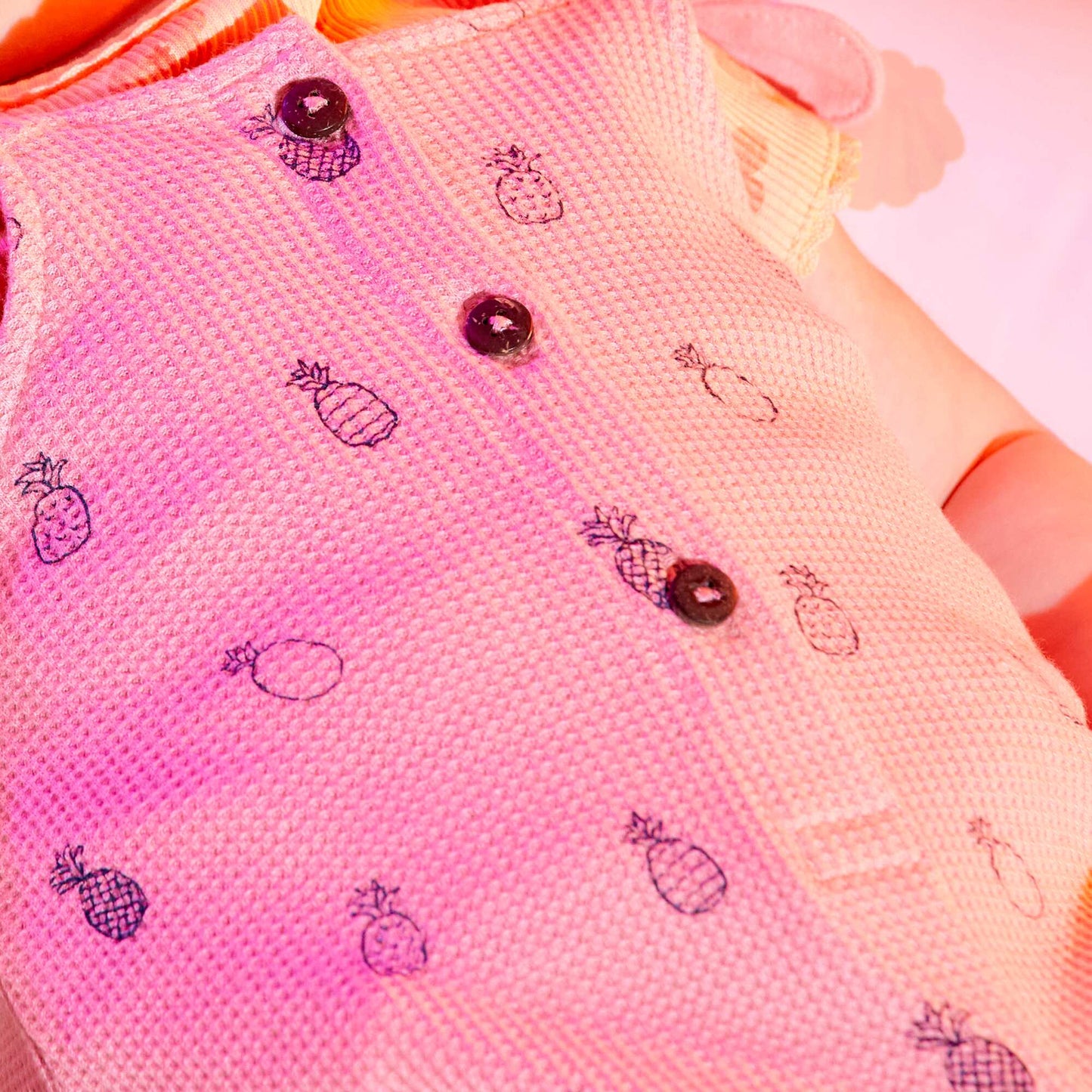 Ensemble salopette + bob en nid d'abeille - 2 pi ces Rose