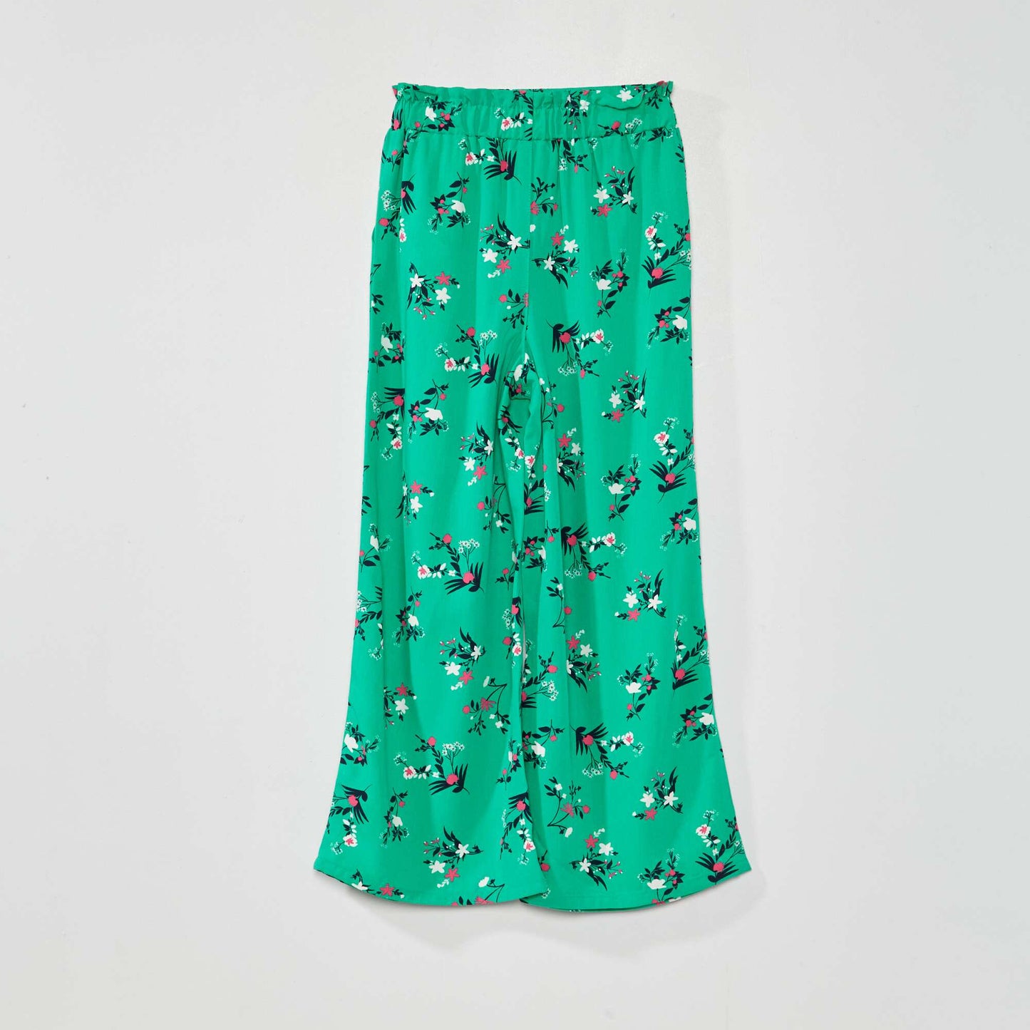 Pantalon coupe large motif Vert