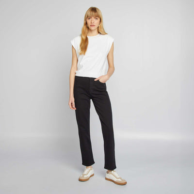Jean regular taille haute - L30 NOIR