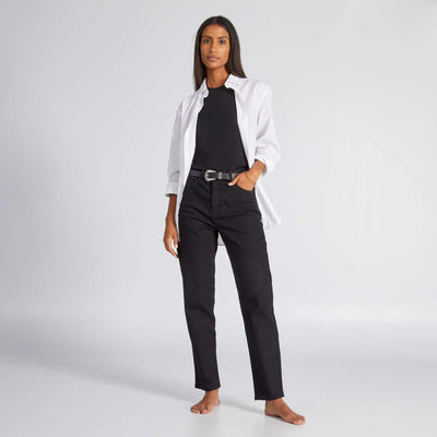 Jean regular taille haute - L28 NOIR