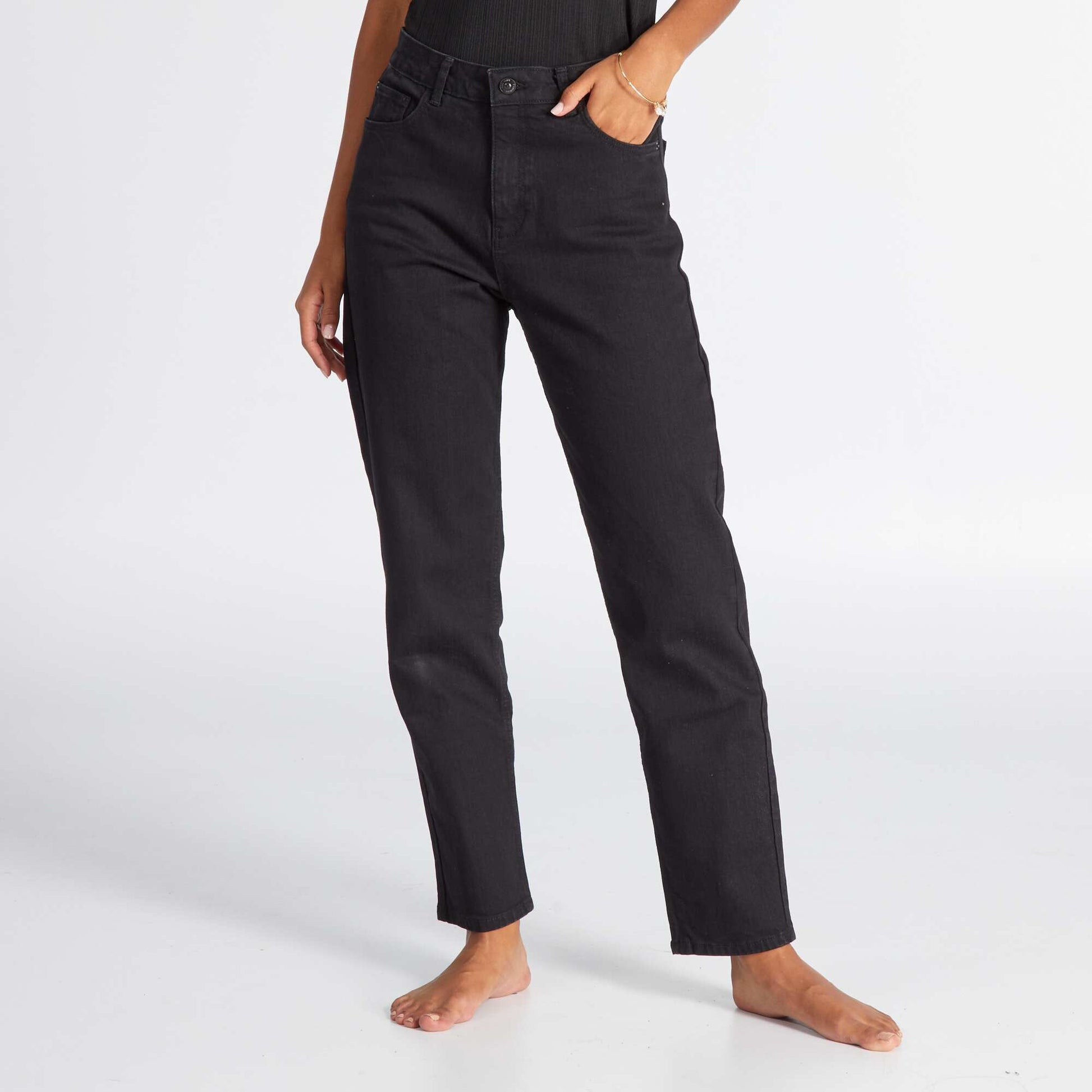 Jean regular taille haute - L28 NOIR