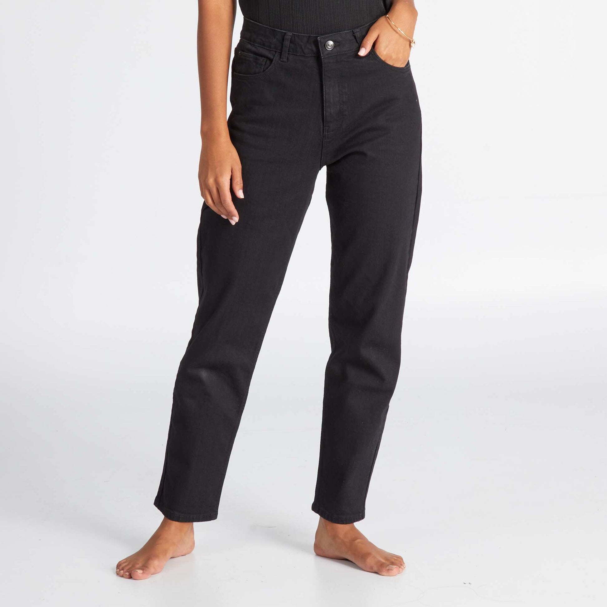 Jean regular taille haute - 34L NOIR