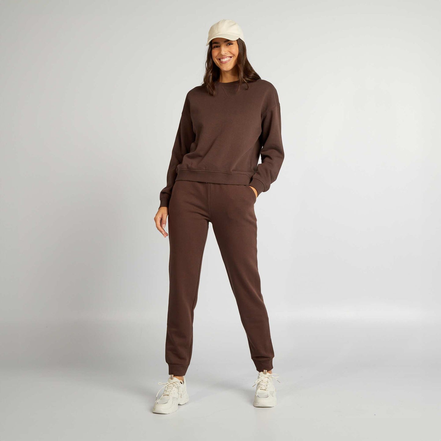 Sweat en molleton uni Marron