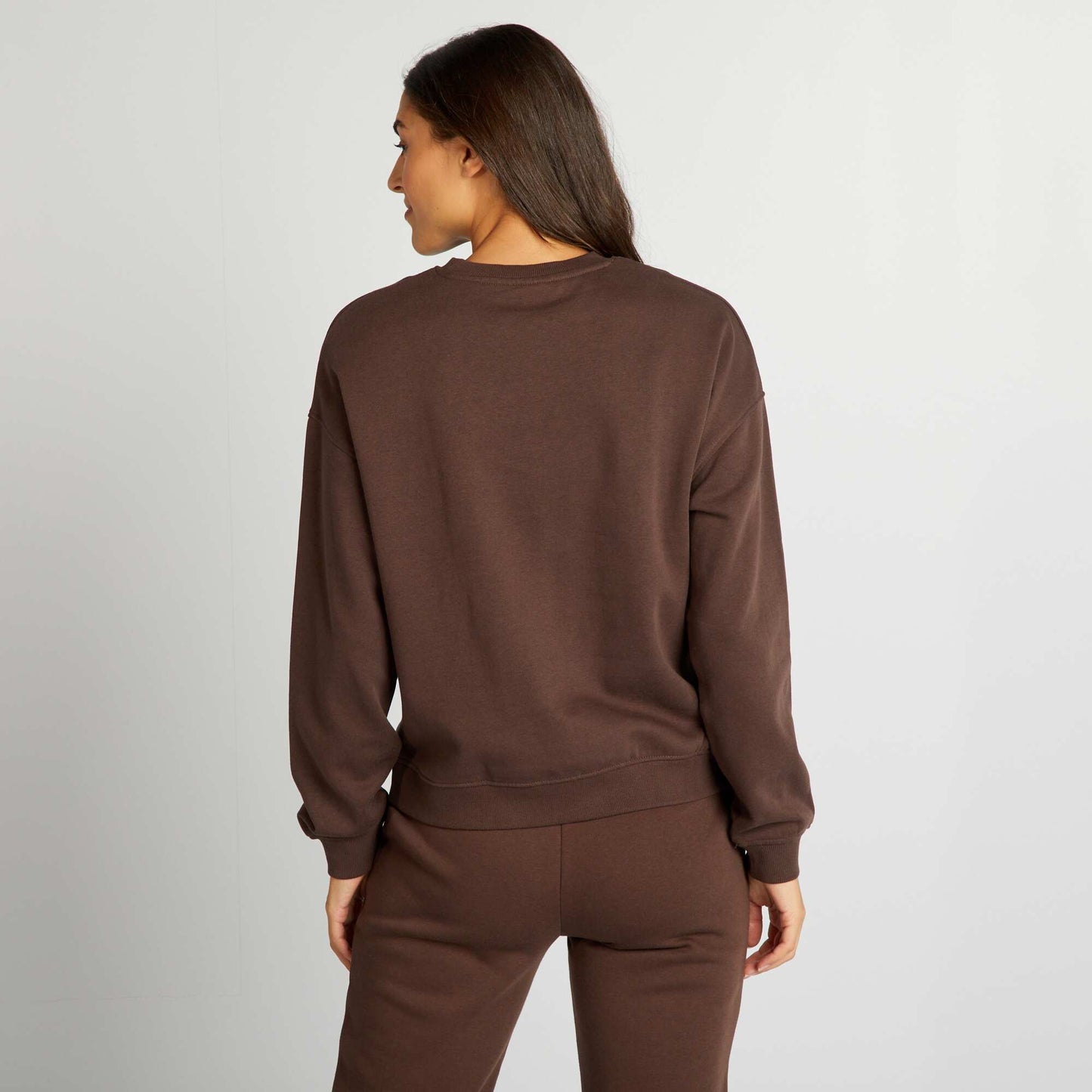 Sweat en molleton uni Marron