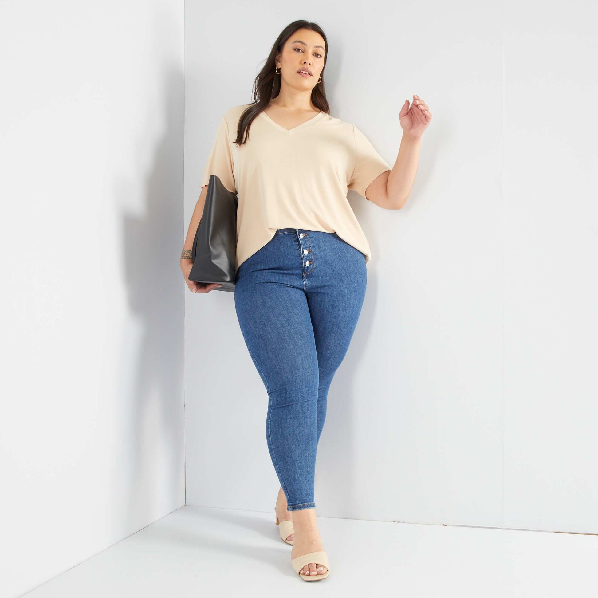 Jean skinny à taille haute - L32 BLEU