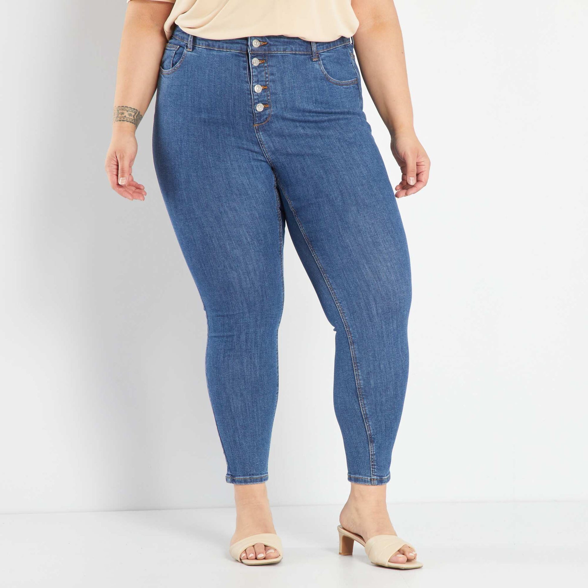 Jean skinny à taille haute - L32 BLEU