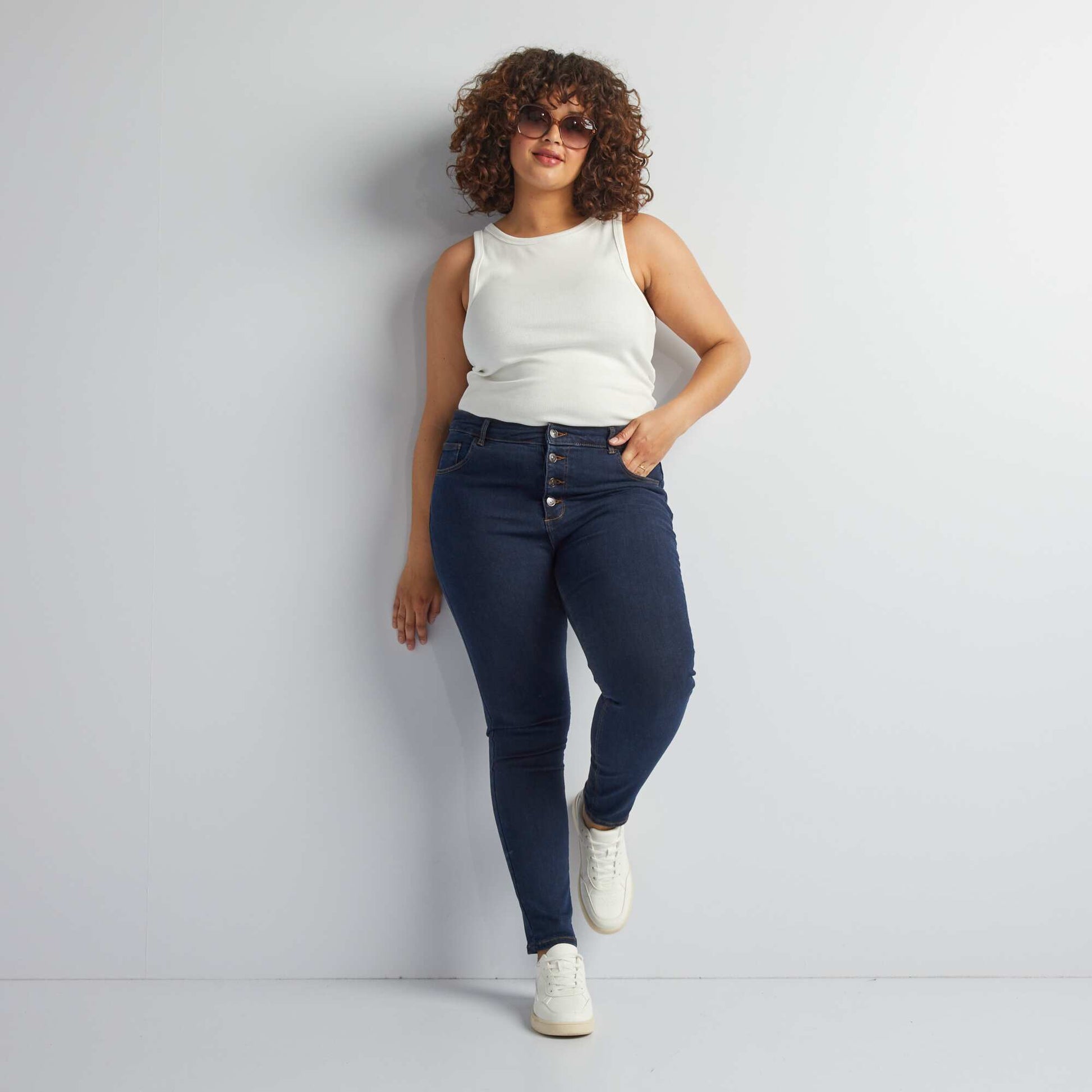 Jean skinny à taille haute - L32 BLEU