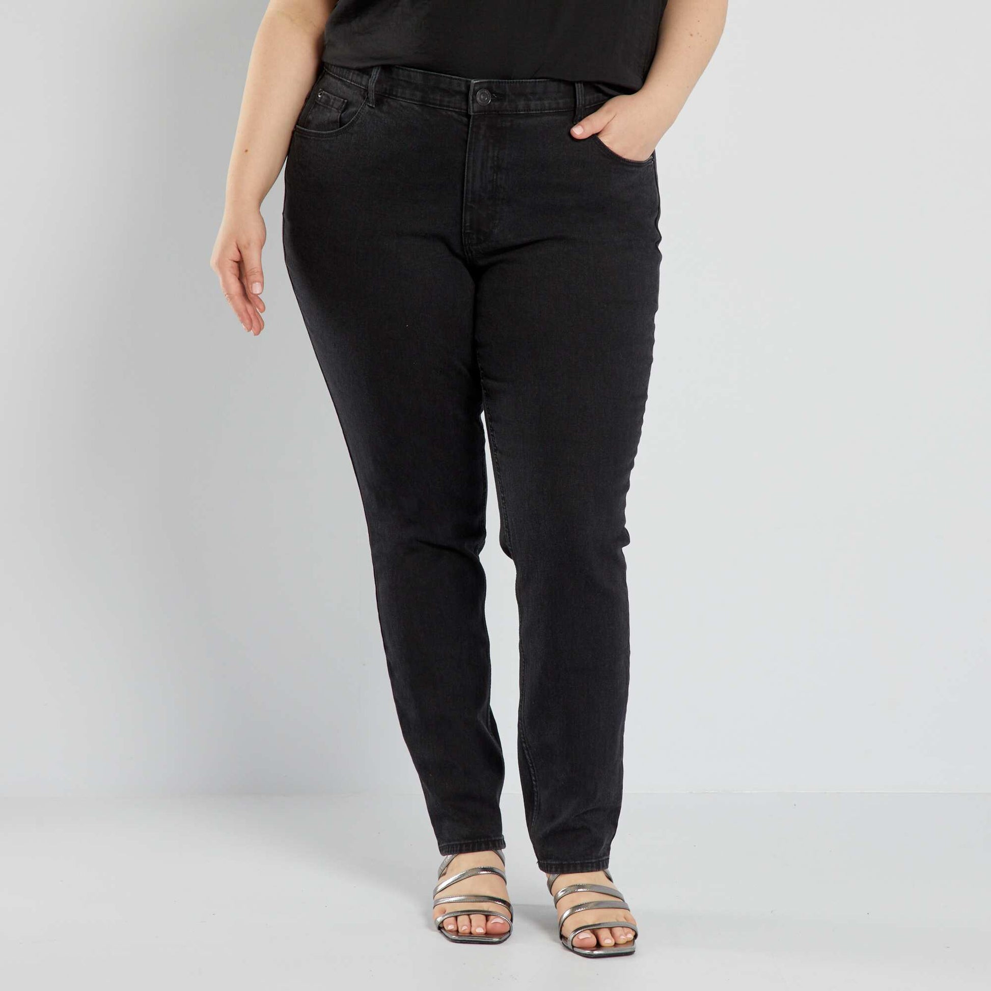 Jean slim taille haute - L28 NOIR