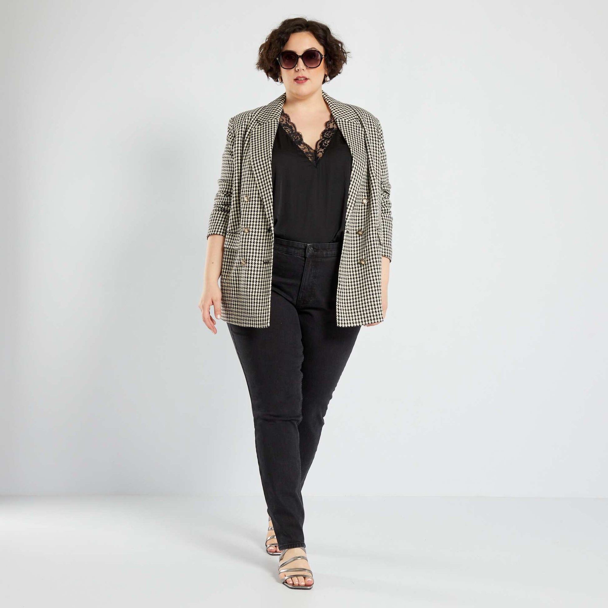 Jean slim taille haute - L28 NOIR