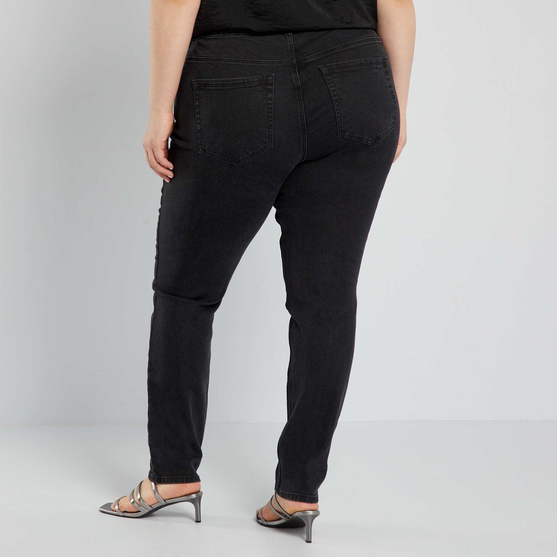 Jean slim taille haute - L28 NOIR