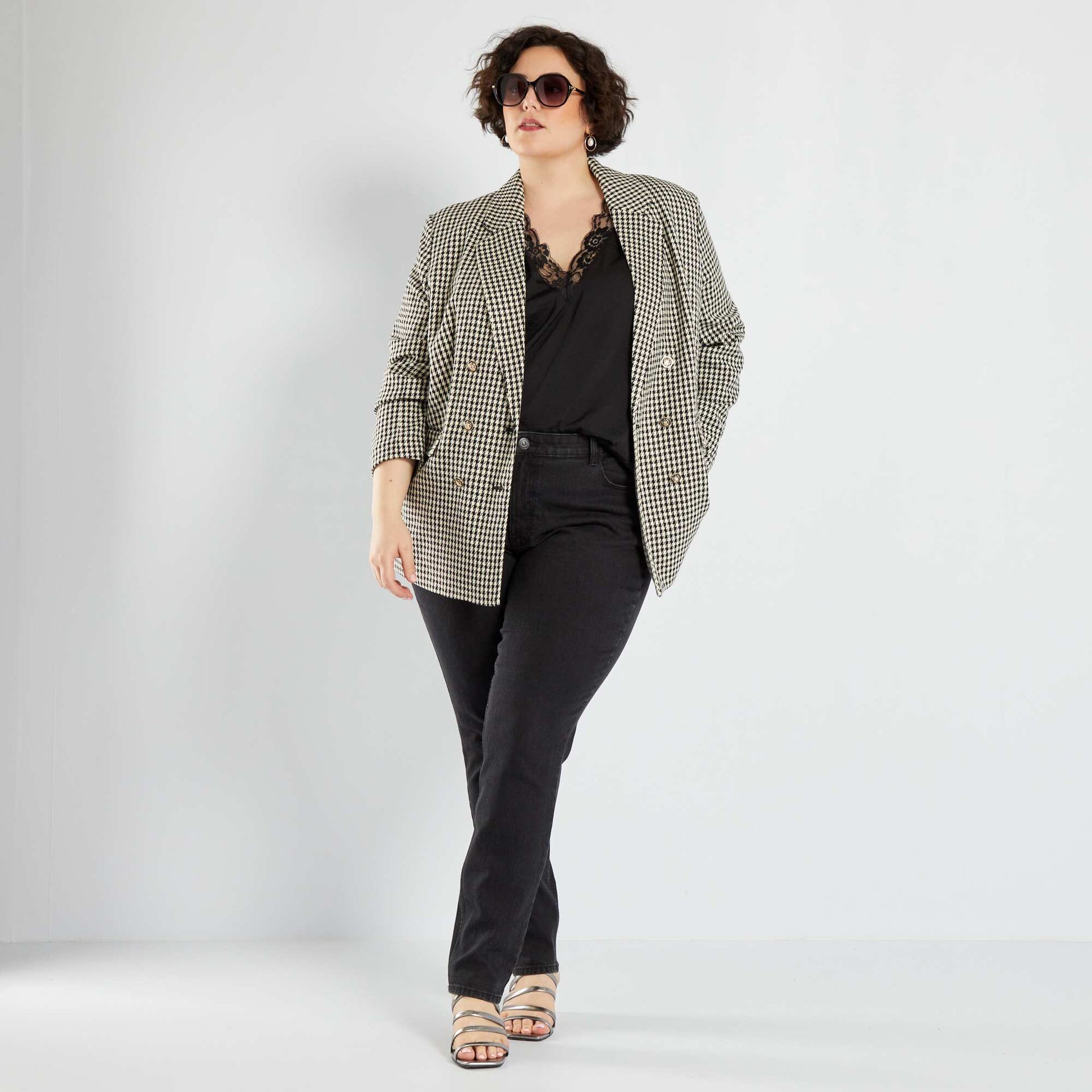Jean slim à taille haute - L32 NOIR
