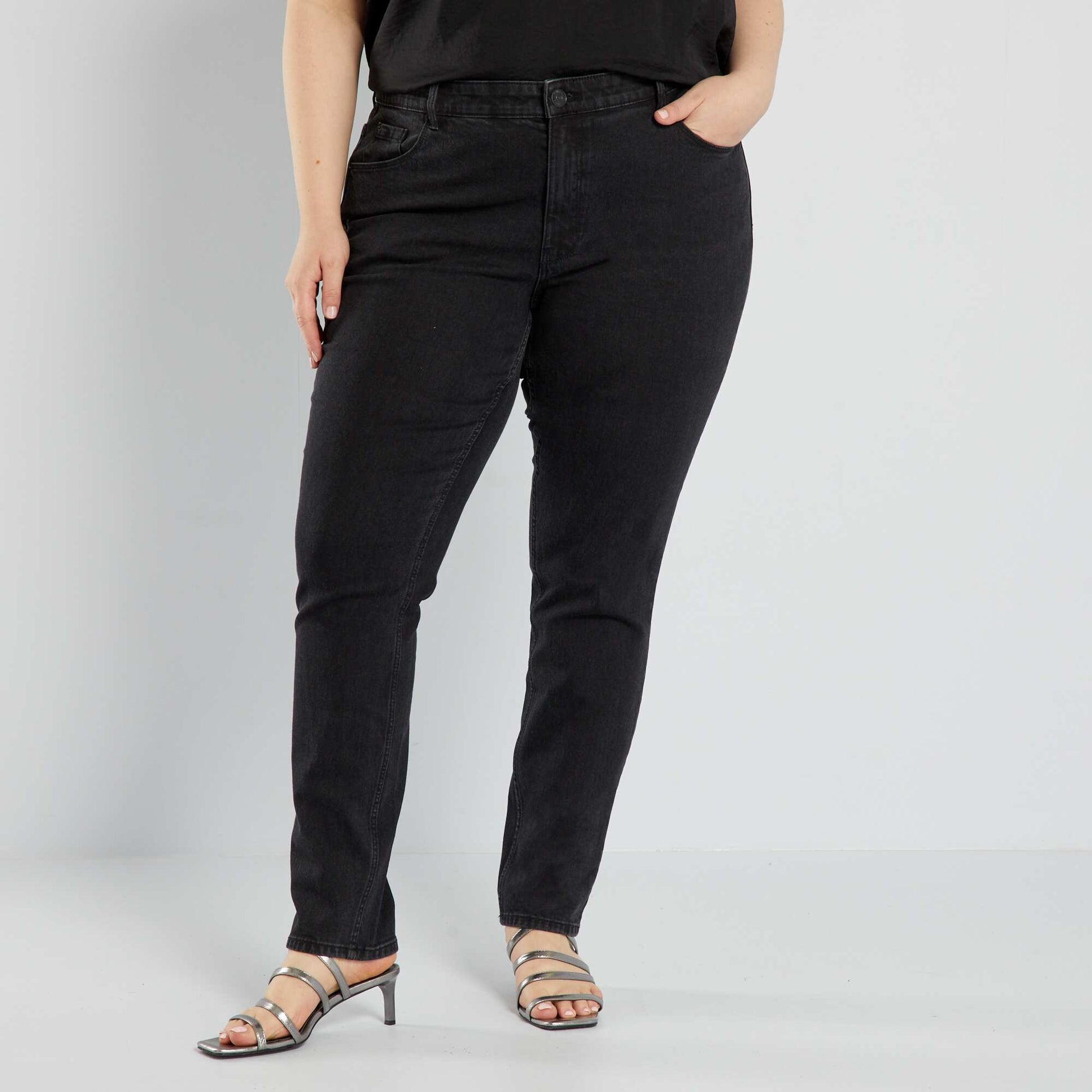 Jean slim à taille haute - L32 NOIR