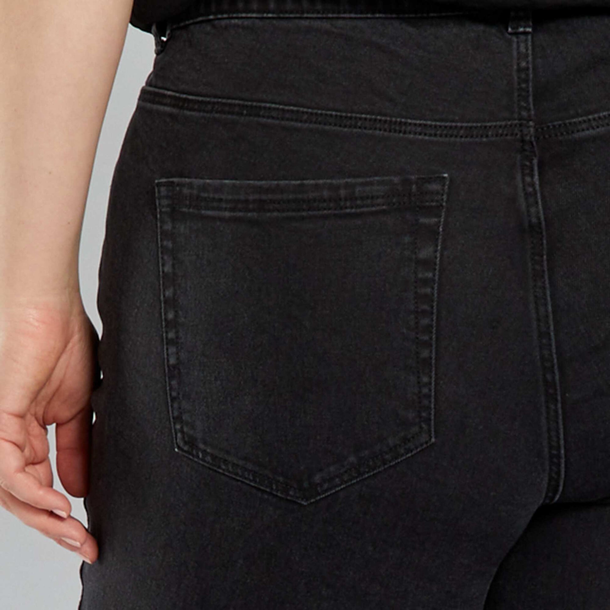 Jean slim à taille haute - L32 NOIR