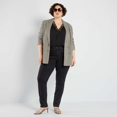 Jean slim à taille haute - L34 NOIR