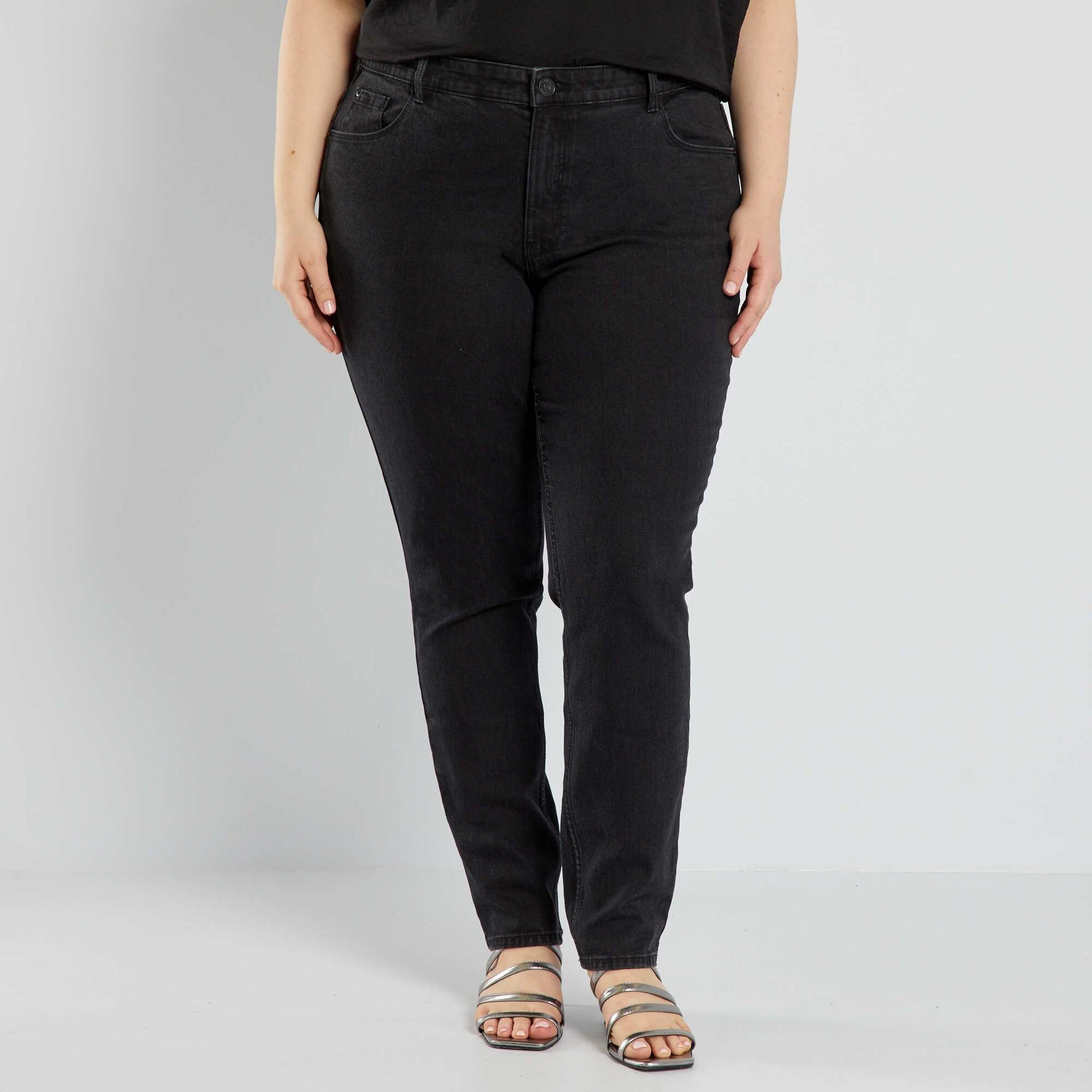 Jean slim à taille haute - L34 NOIR