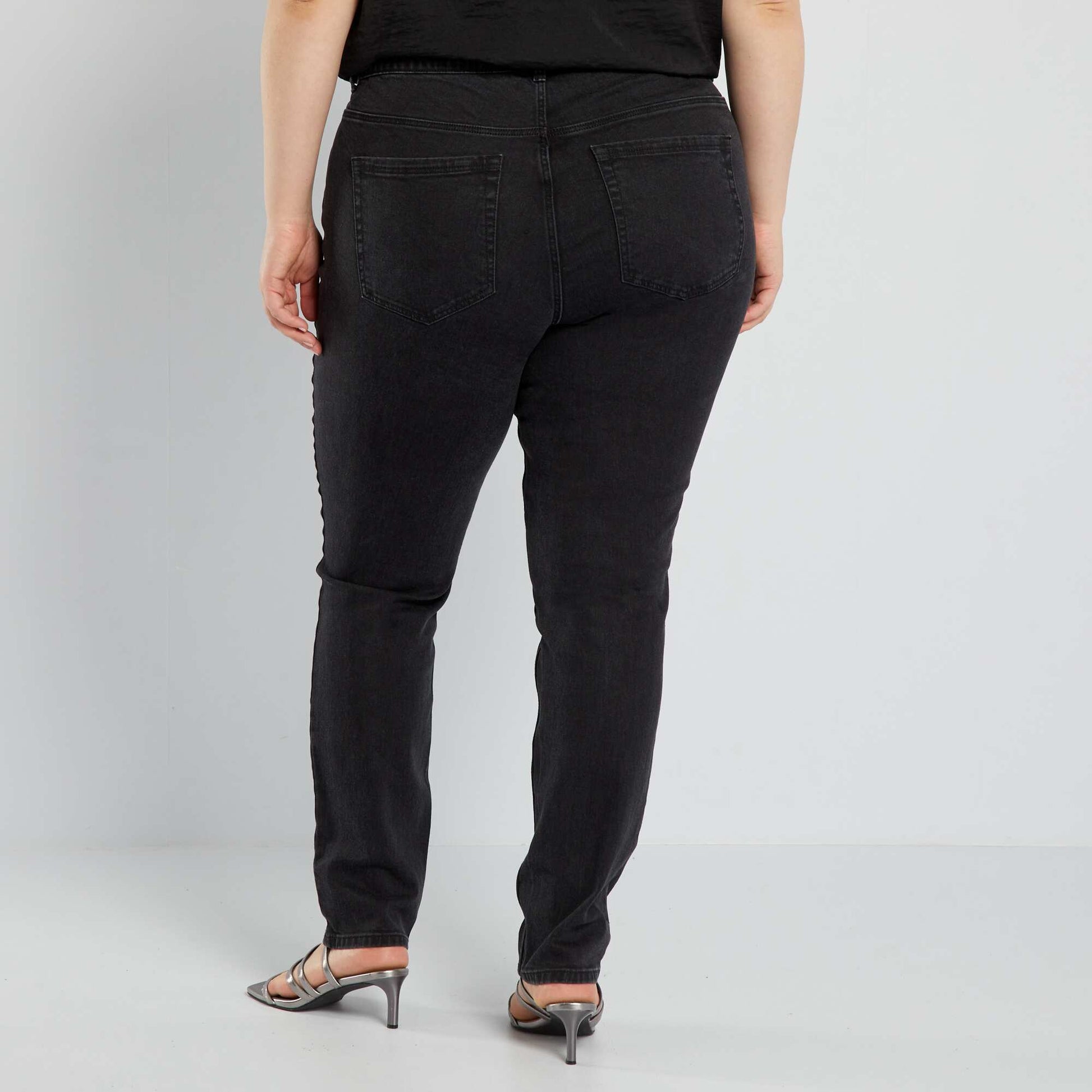Jean slim à taille haute - L34 NOIR
