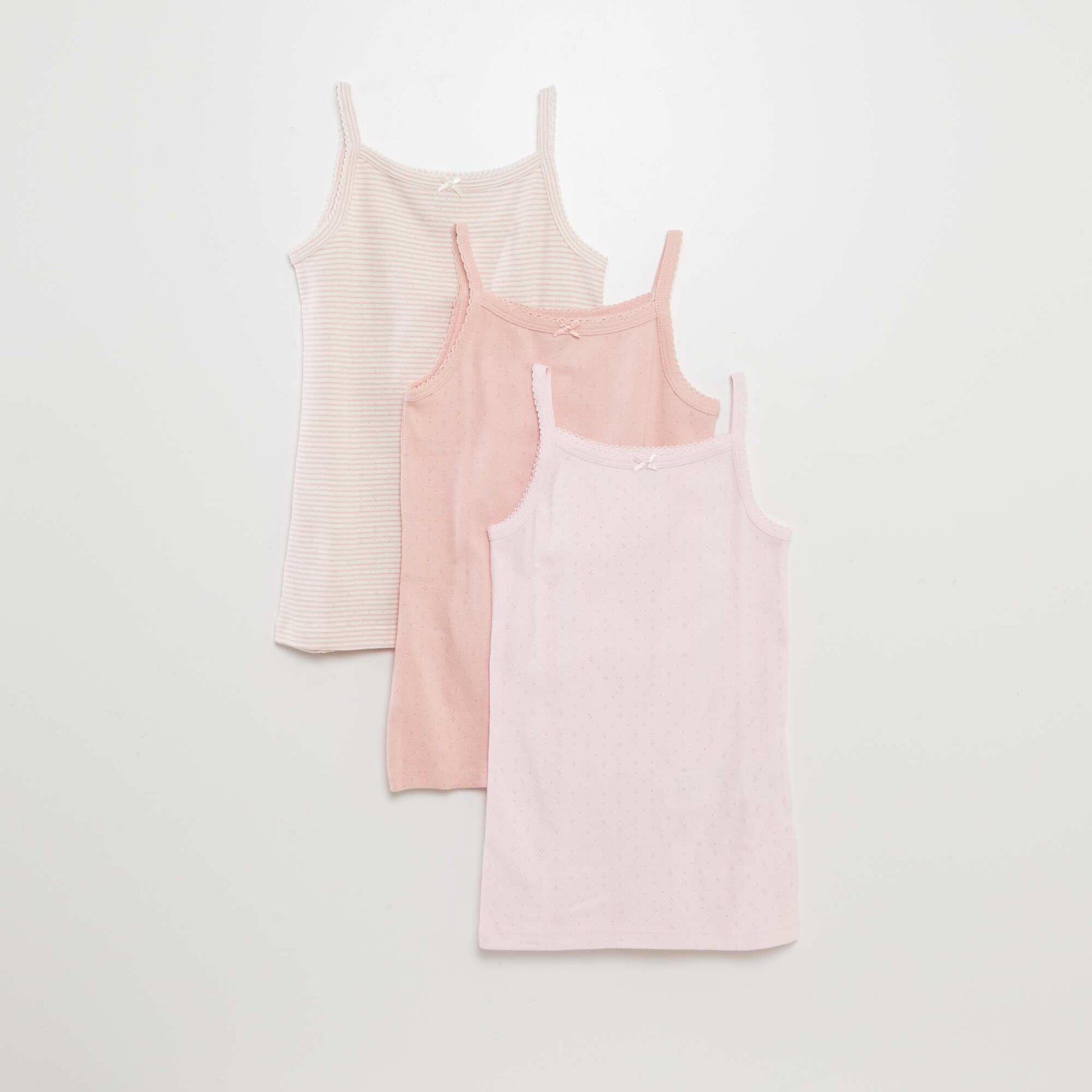 Lot de 3 débardeurs en maille pointelle ROSE
