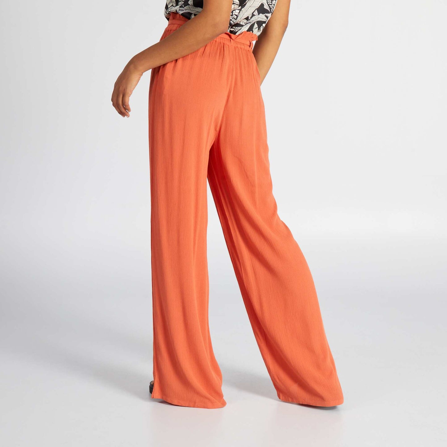 Pantalon loose en maille crêpe Terracotta