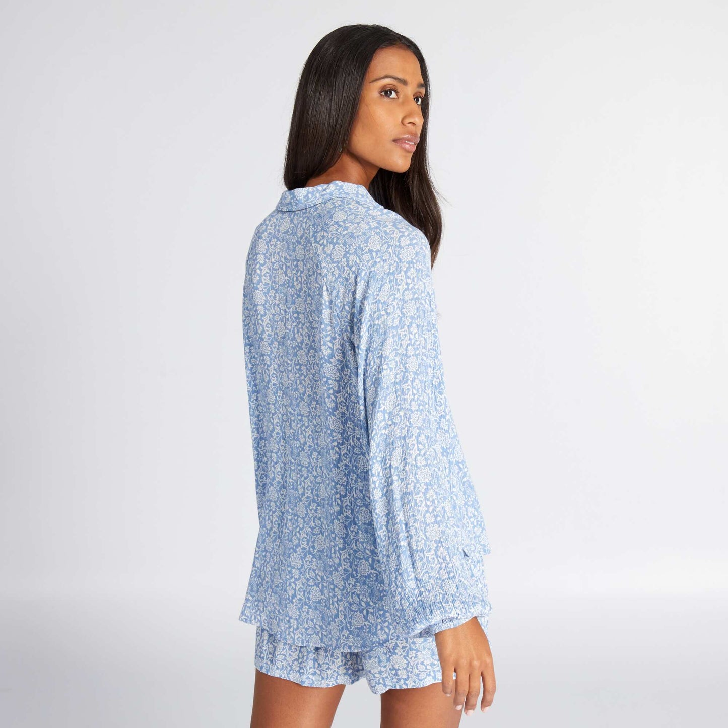 Blouse fluide imprimé cachemire Bleu