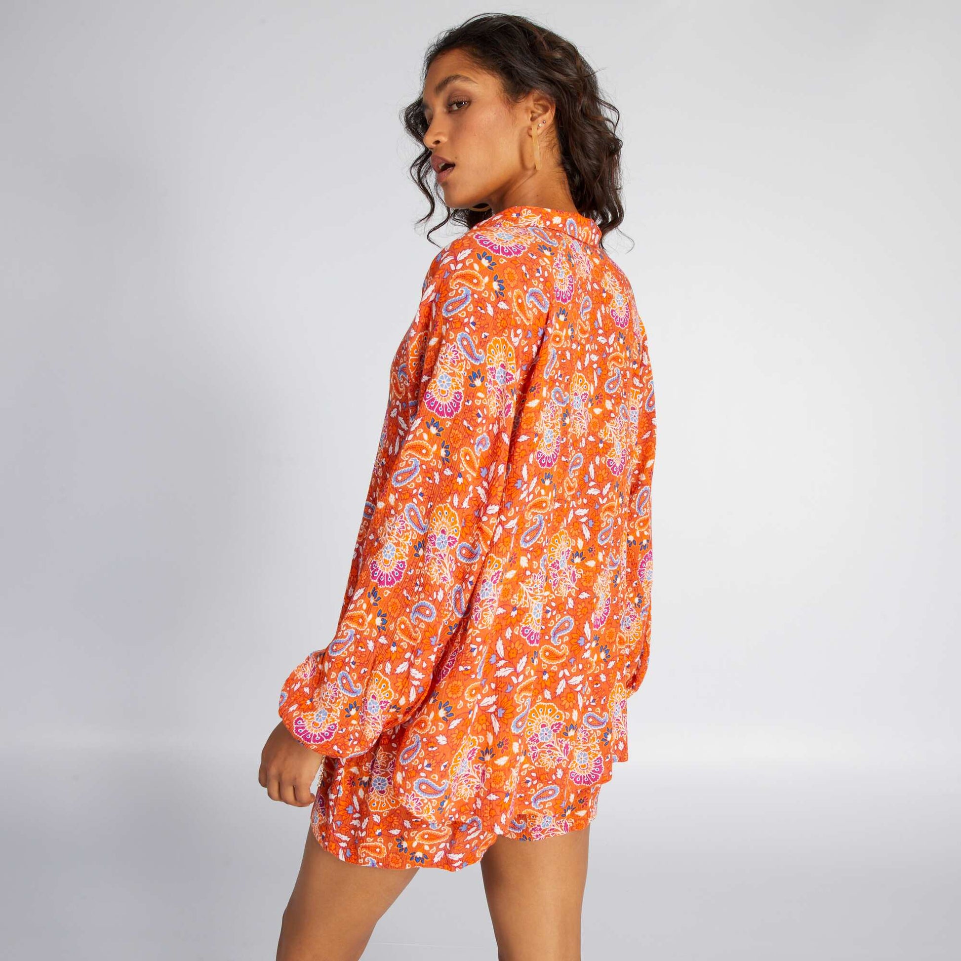 Blouse fluide imprim cachemire Orange