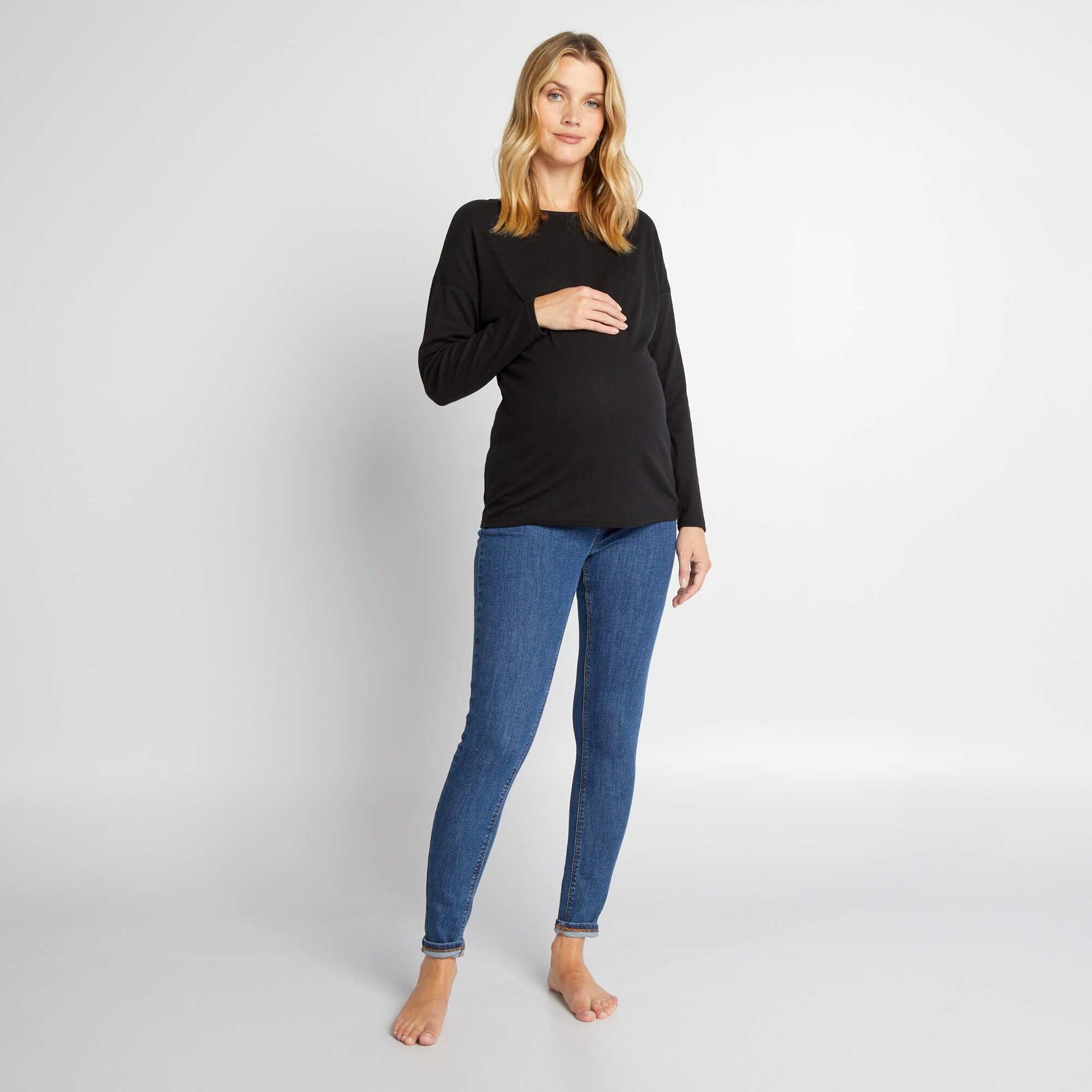 Jean grossesse skinny super stretch - Debut de grossesse - petit bandeau BLEU