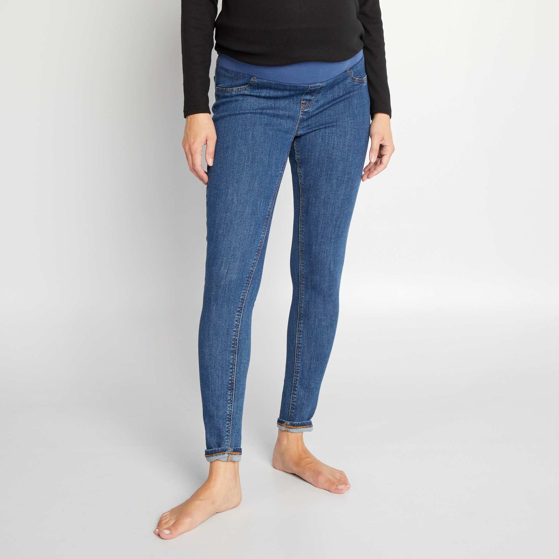 Jean grossesse skinny super stretch - Debut de grossesse - petit bandeau BLEU