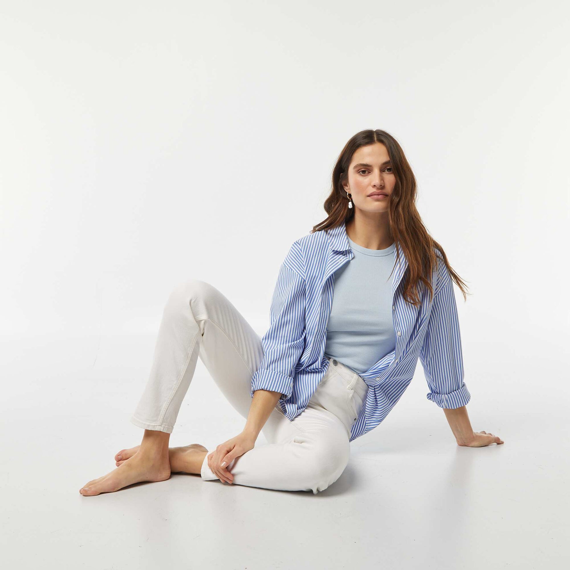 Pantalon slim en denim - L30 BLANC