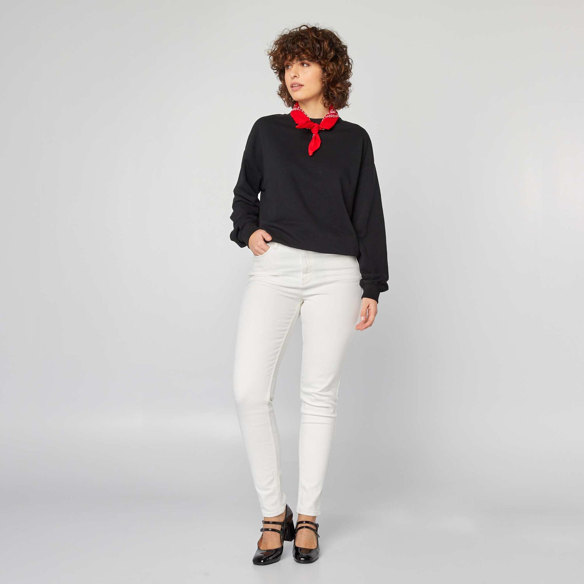 Pantalon slim en denim - L34 BLANC