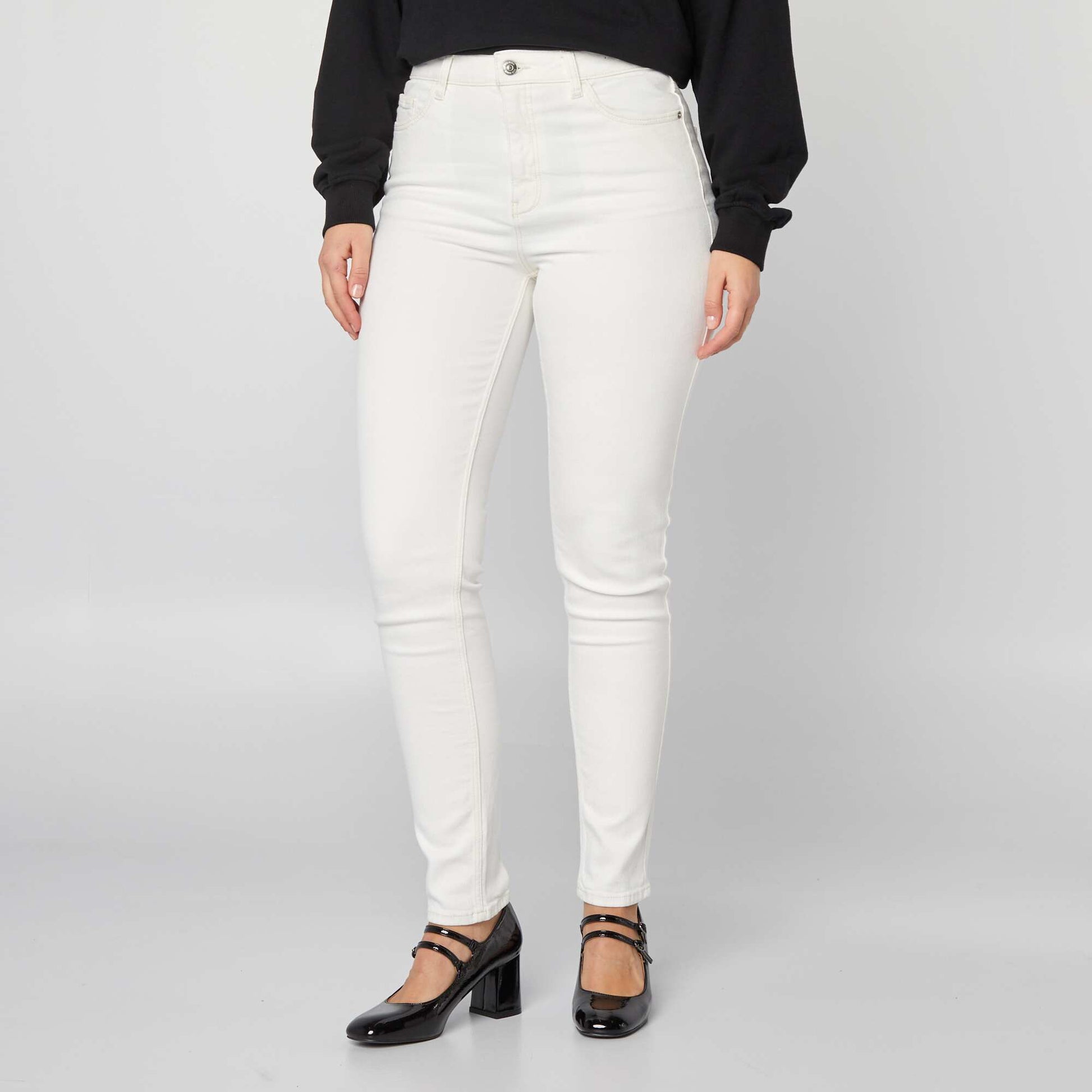 Pantalon slim en denim - L34 BLANC