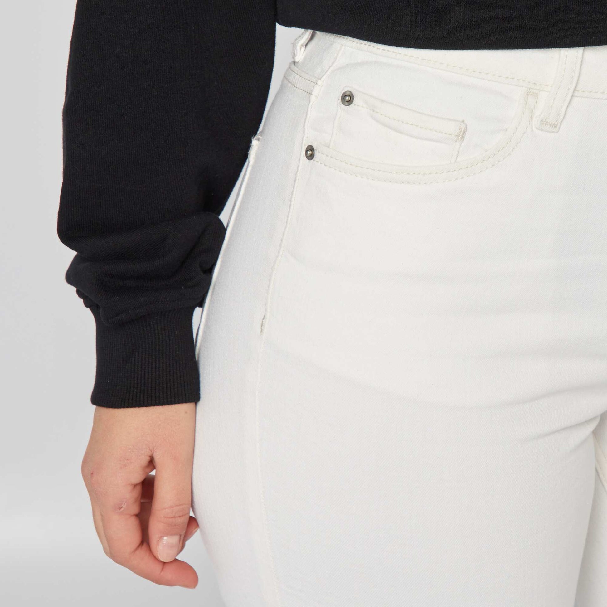 Pantalon slim en denim - L34 BLANC