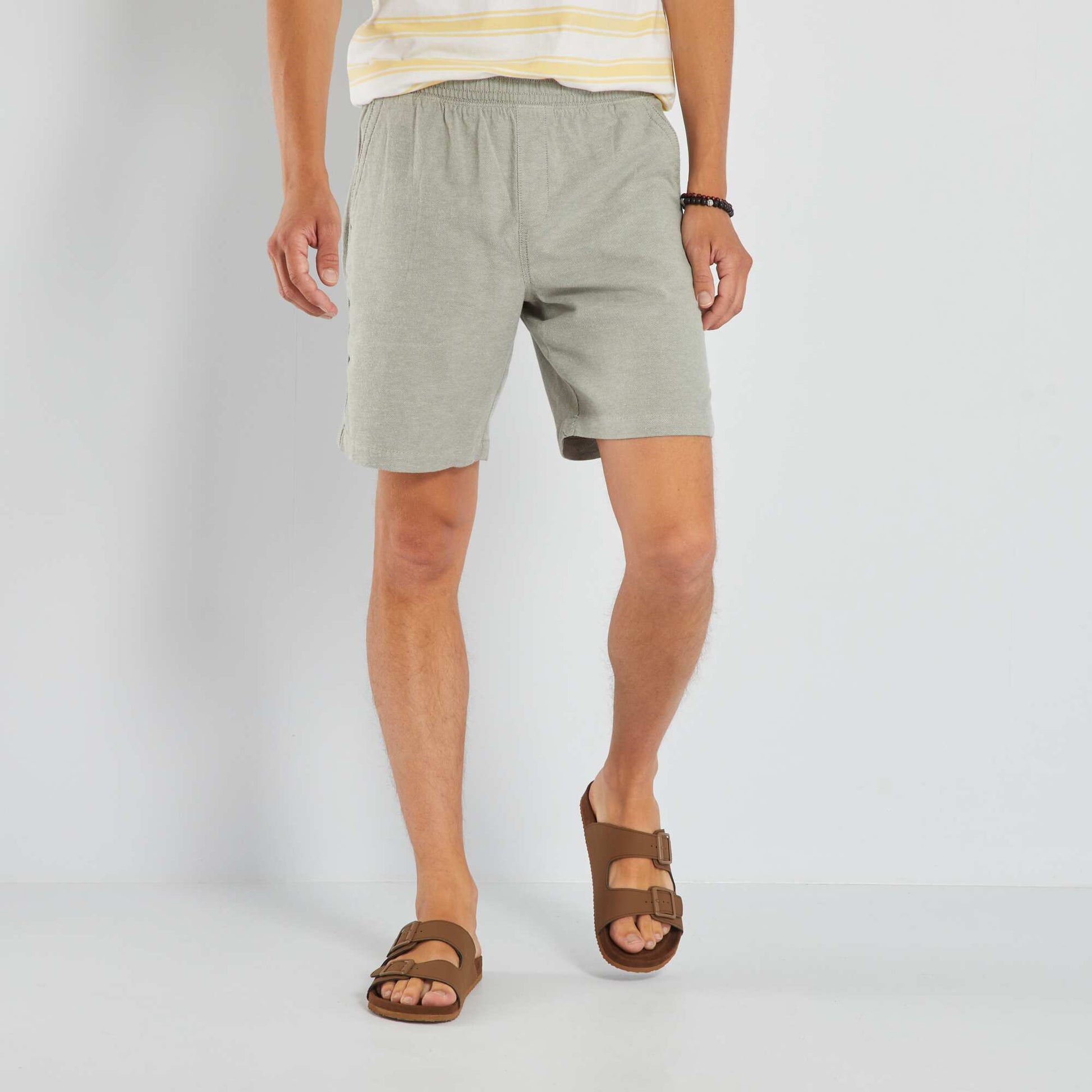 Bermuda uni taille lastiqu e Vert